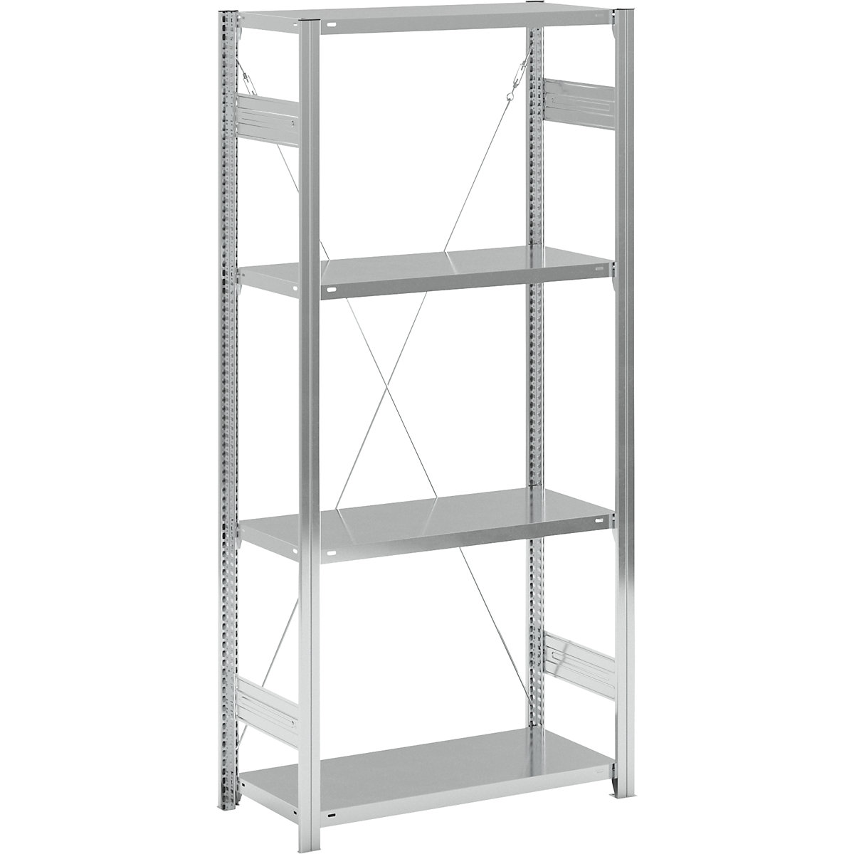 Standard boltless shelving unit, zinc plated – eurokraft pro, single sided, shelf height 2000 mm, shelf width 965 mm, standard shelf unit, shelf depth 450 mm-28