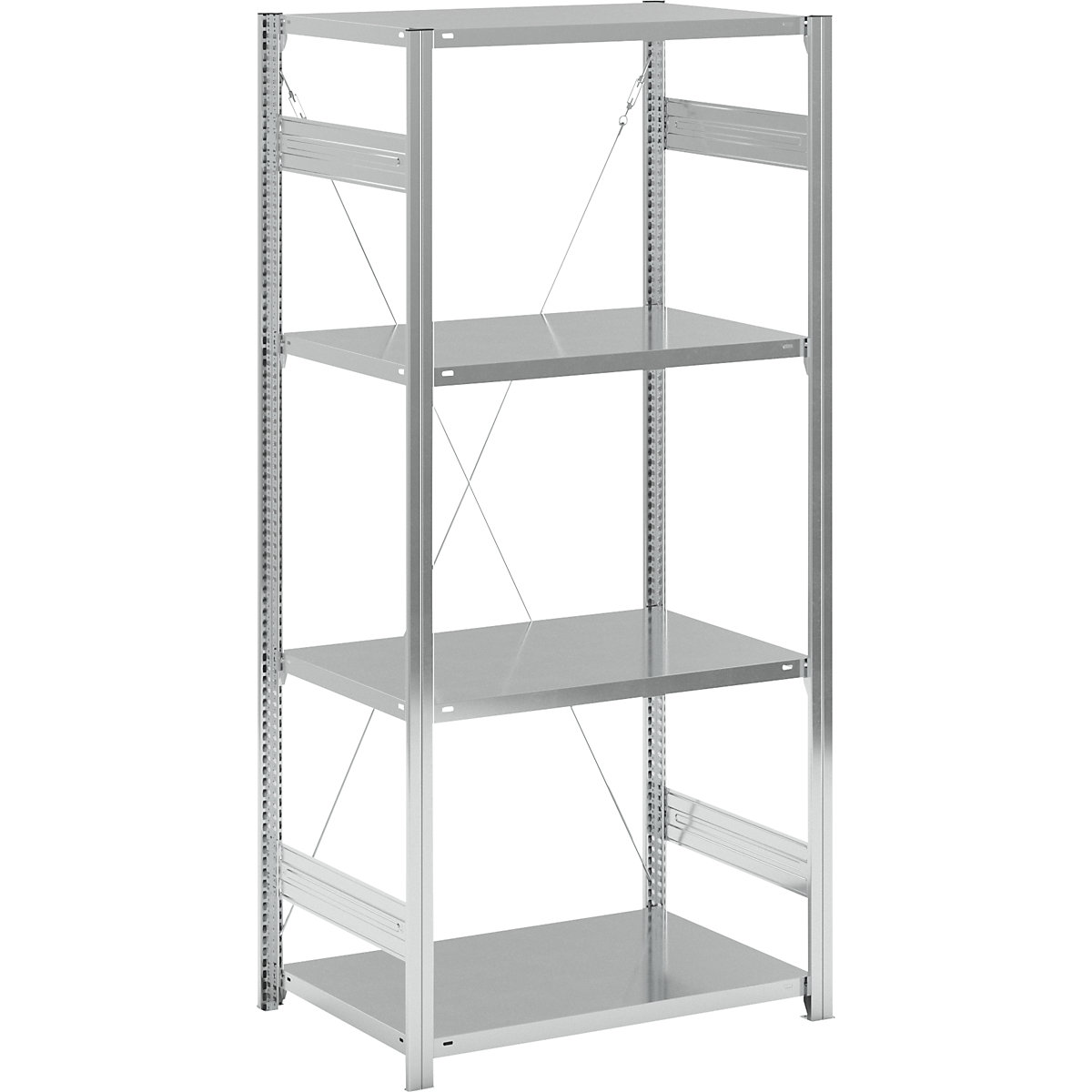 Standard boltless shelving unit, zinc plated – eurokraft pro, single sided, shelf height 2000 mm, shelf width 965 mm, standard shelf unit, shelf depth 650 mm-6