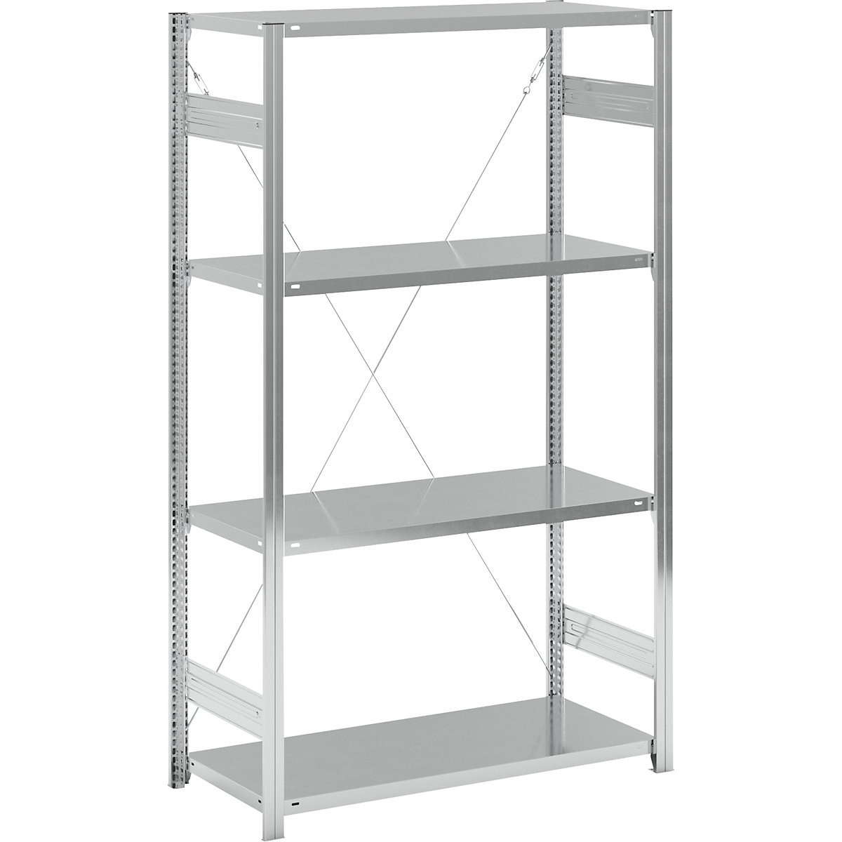 Standard boltless shelving unit, zinc plated – eurokraft pro, single sided, shelf height 2000 mm, shelf width 1215 mm, standard shelf unit, shelf depth 550 mm-31
