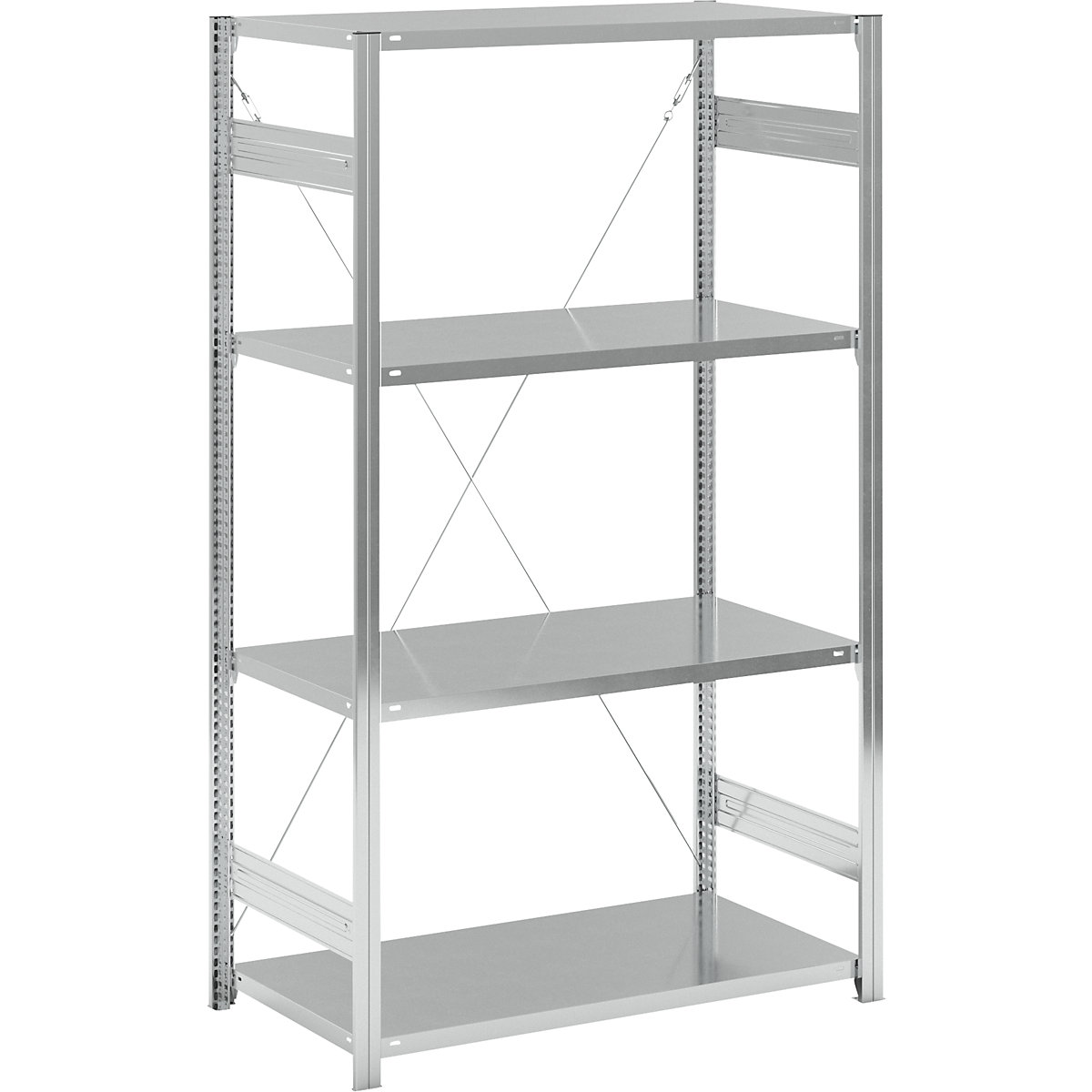 Standard boltless shelving unit, zinc plated – eurokraft pro, single sided, shelf height 2000 mm, shelf width 1215 mm, standard shelf unit, shelf depth 650 mm-16