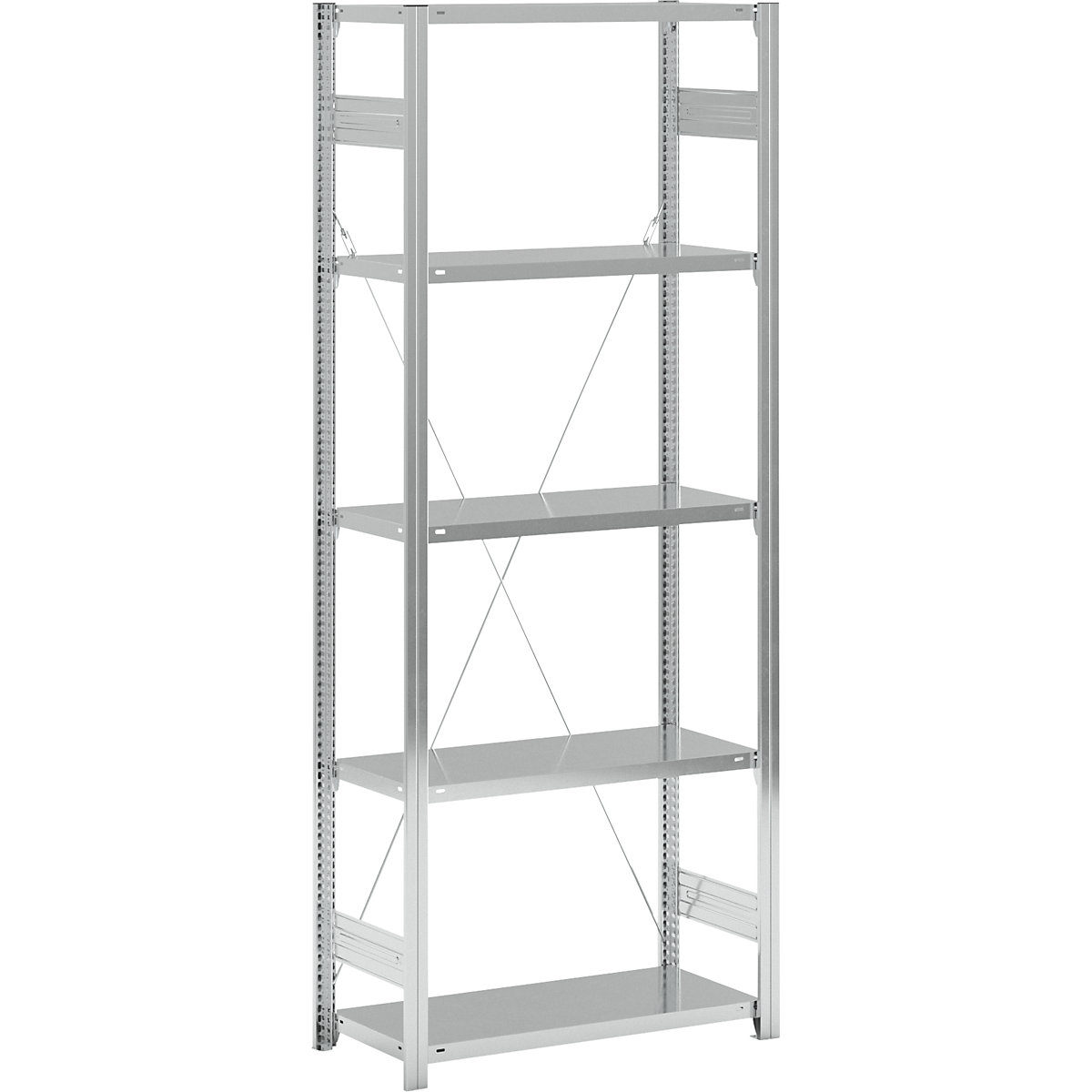 Standard boltless shelving unit, zinc plated – eurokraft pro, single sided, shelf height 2350 mm, shelf width 965 mm, standard shelf unit, shelf depth 450 mm-22
