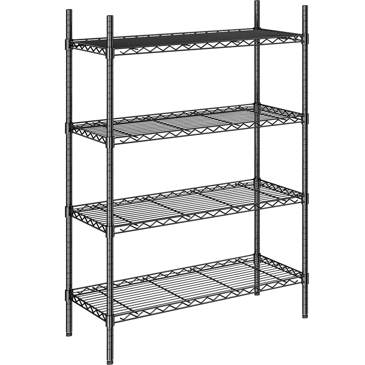 Steel wire mesh shelf unit, black