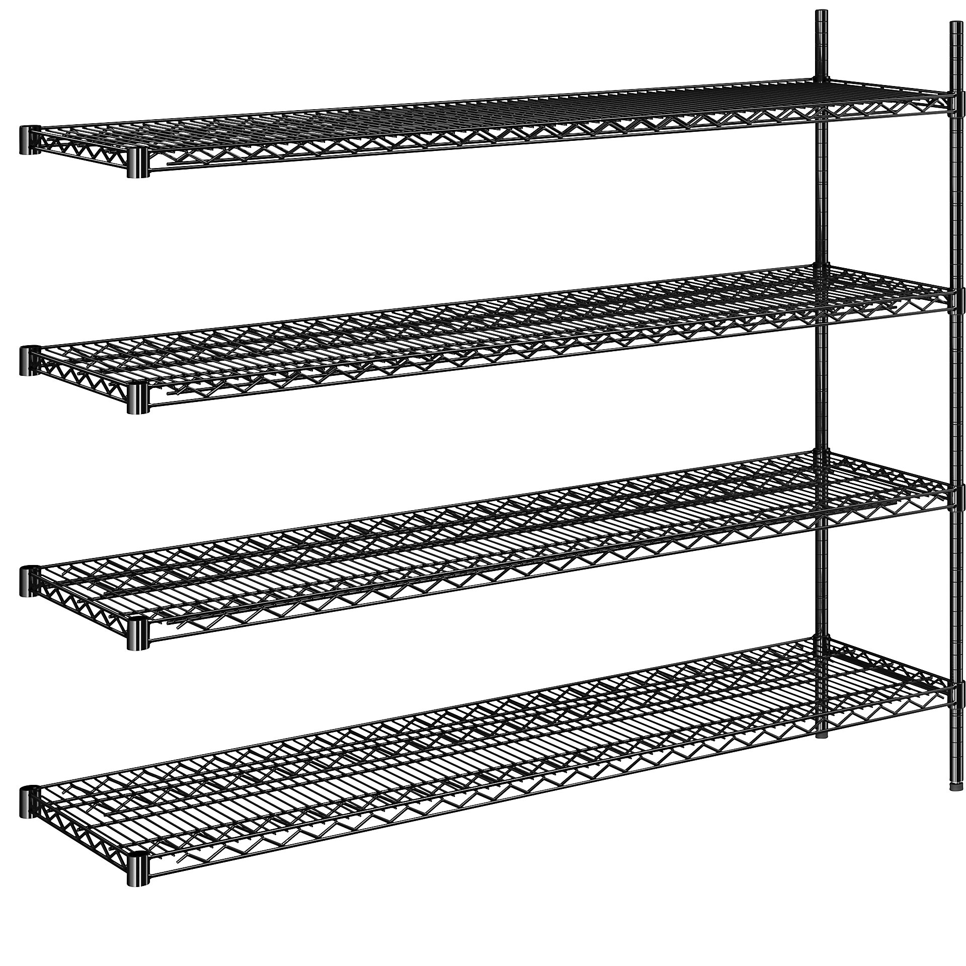 Steel wire mesh shelf unit, black: max. shelf load 250 kg, WxD 1520 x