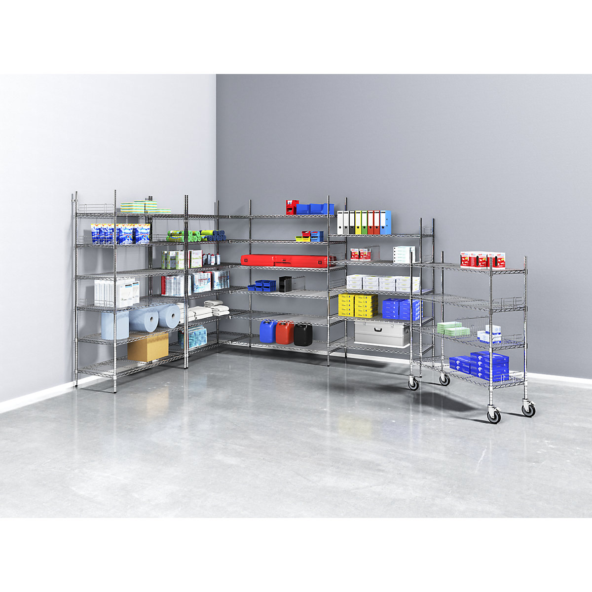 Steel wire mesh shelf unit, chrome plated (Product illustration 11)-10
