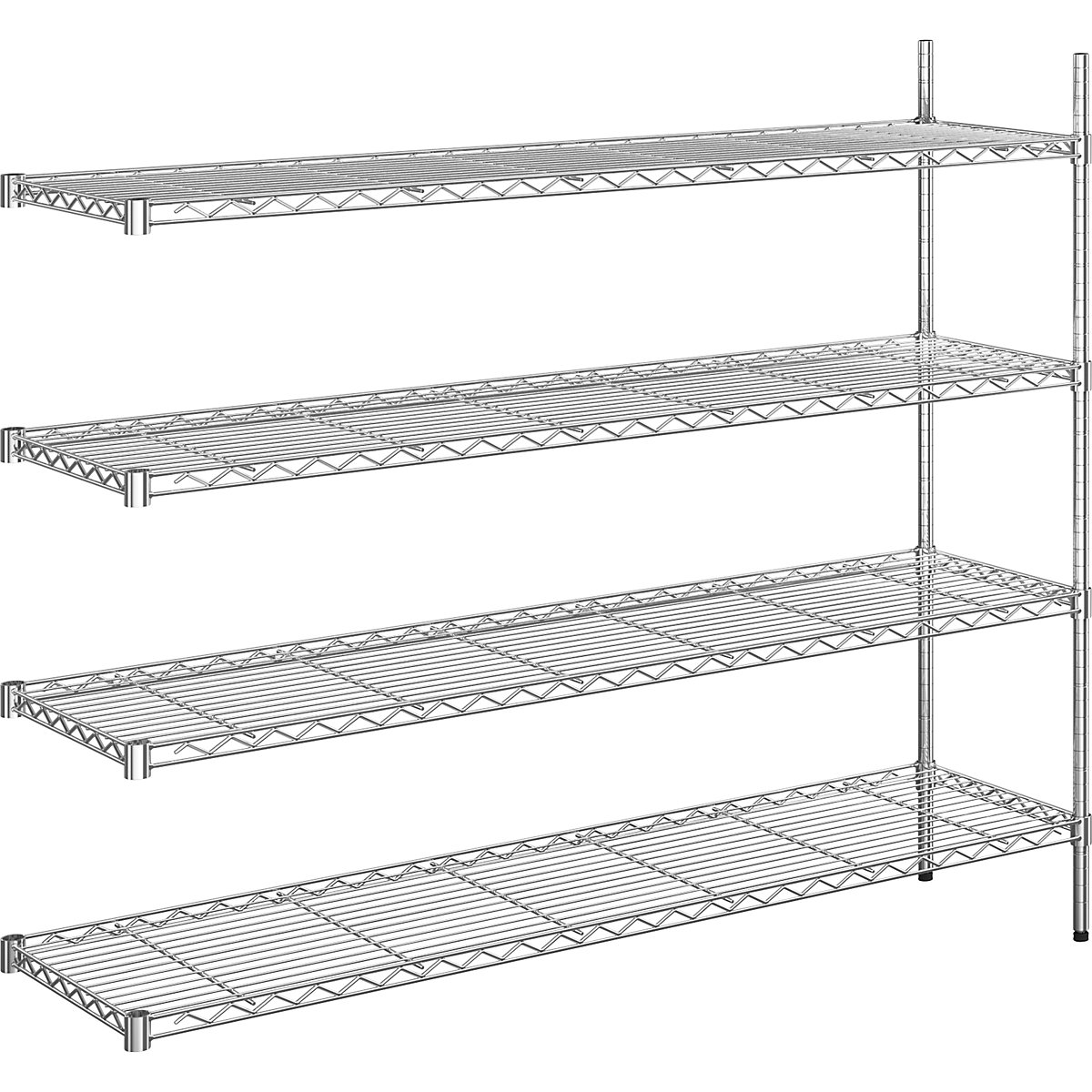 Steel wire mesh shelf unit, chrome plated