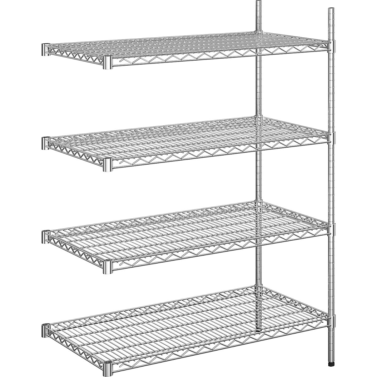 Steel wire mesh shelf unit, chrome plated