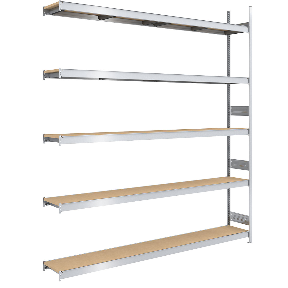 Wide span boltless shelf unit chipboard panels - hofe