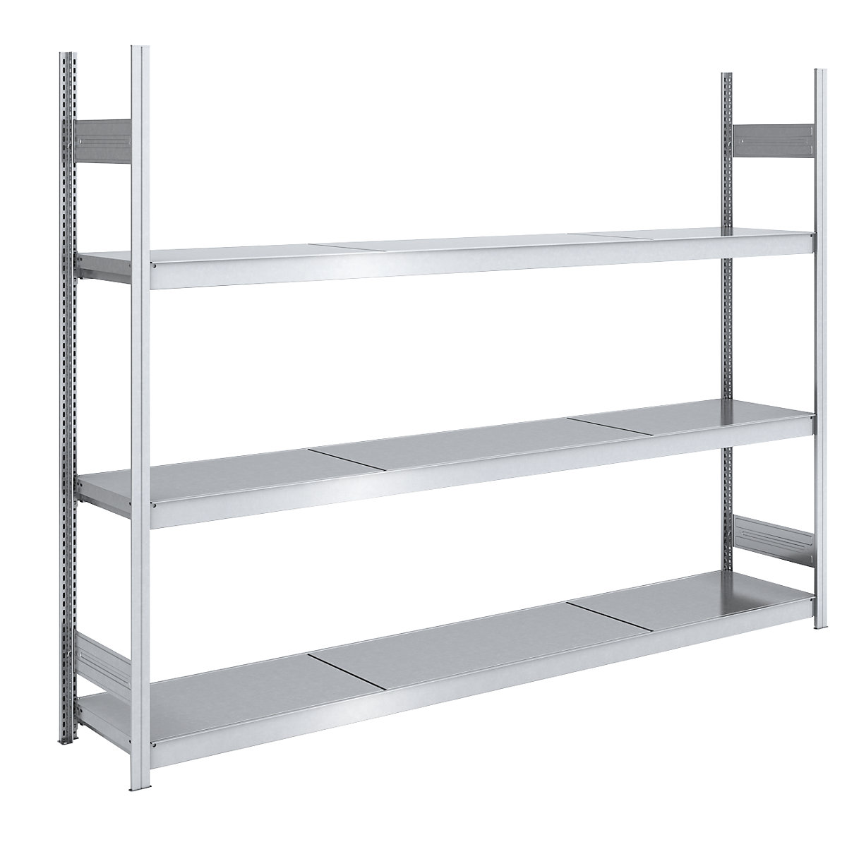 Wide span boltless shelving unit with steel shelves - hofe
