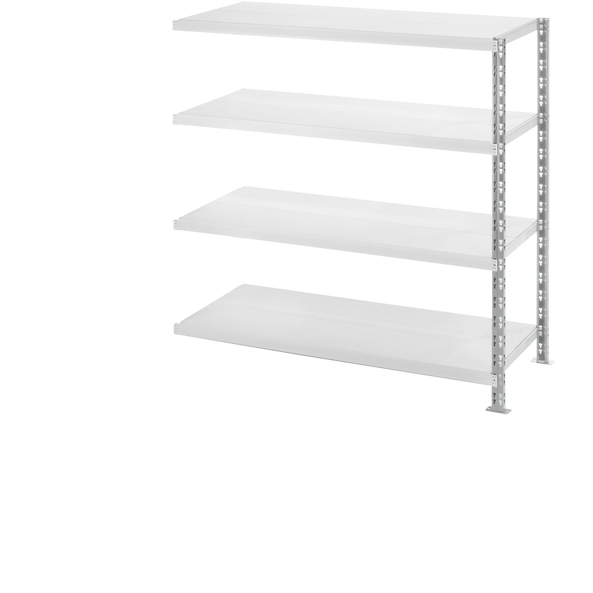 Wide span shelf unit with sheet steel shelves
