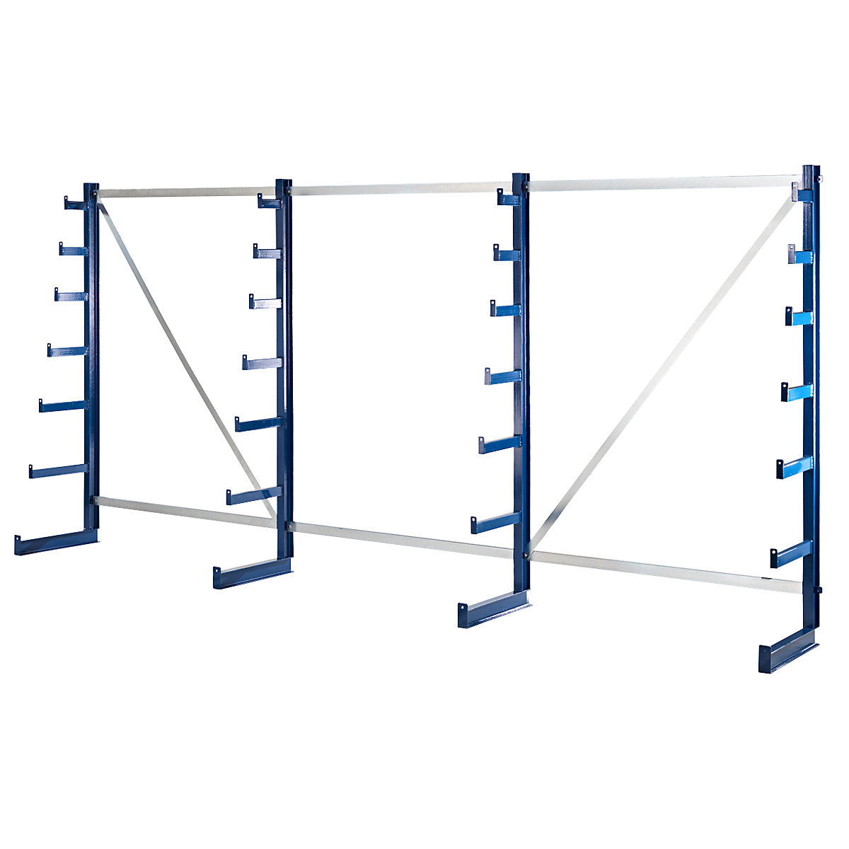 Cantilever racking unit with cantilever arms which taper towards the top - eurokraft pro