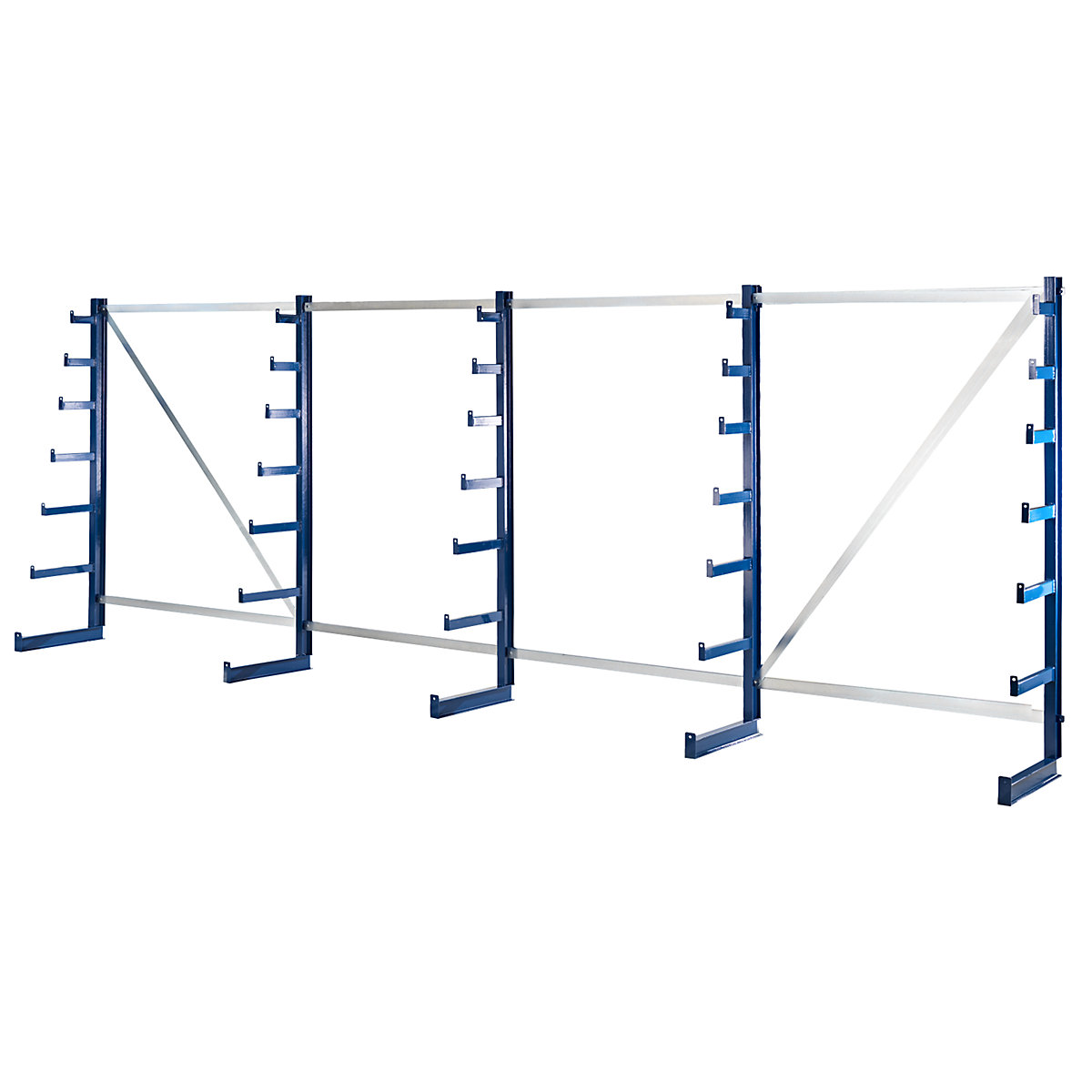 Cantilever racking unit with cantilever arms which taper towards the top - eurokraft pro