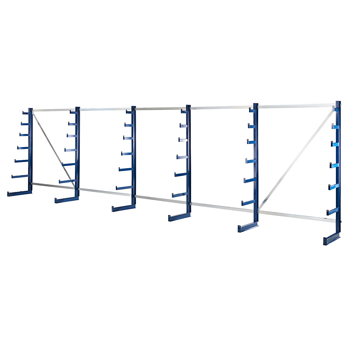 Cantilever racking unit with cantilever arms which taper towards the top - eurokraft pro