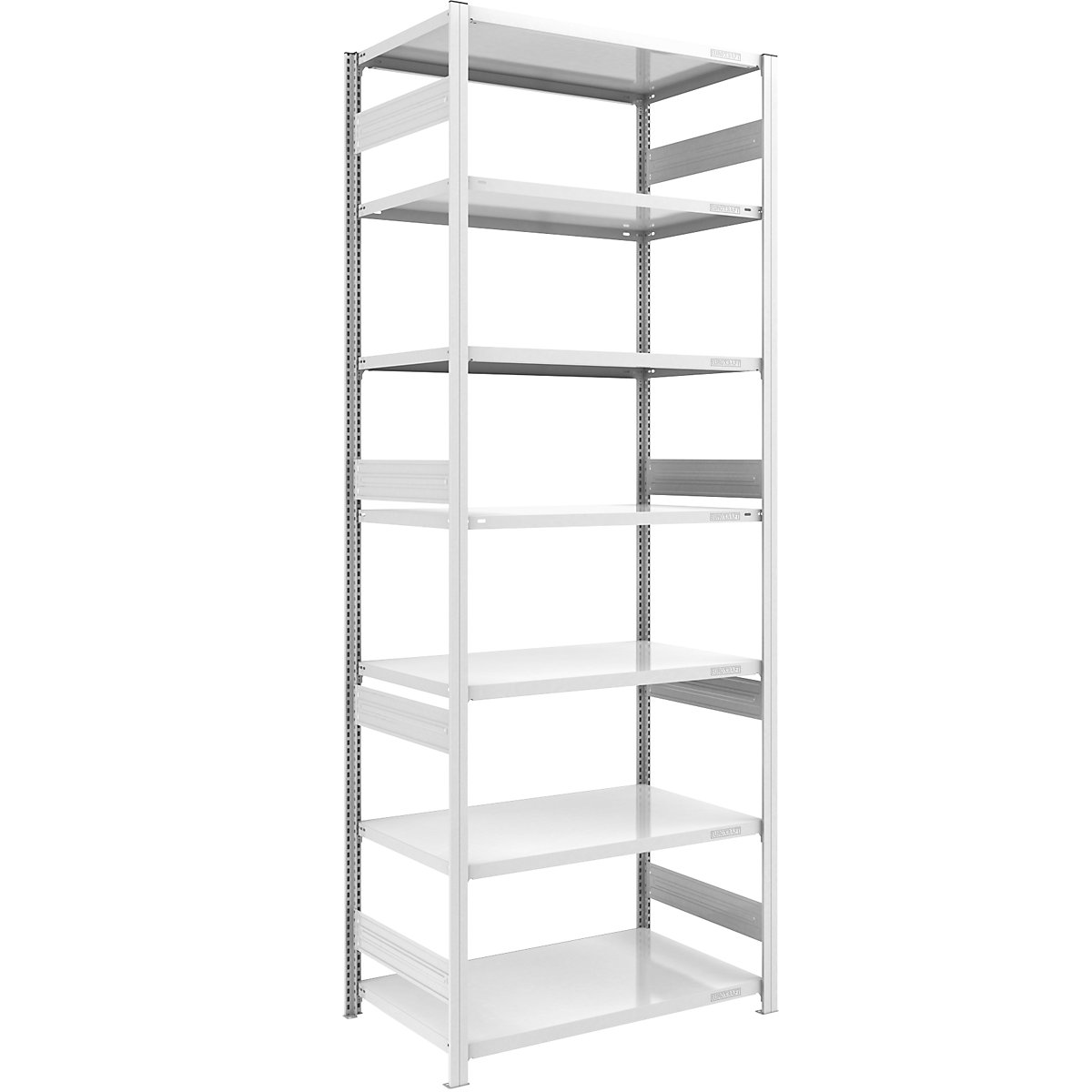 Heavy duty boltless shelving unit – eurokraft pro, double-sided, HxWxD 3000 x 1000 x 800 mm, grey, standard shelf unit-105