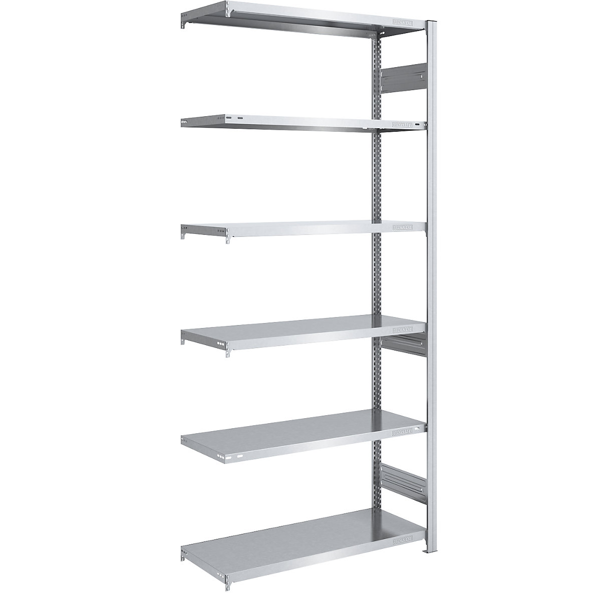 Heavy duty boltless shelving unit – eurokraft pro, double-sided, HxWxD 2500 x 1000 x 500 mm, zinc plated, extension shelf unit-106