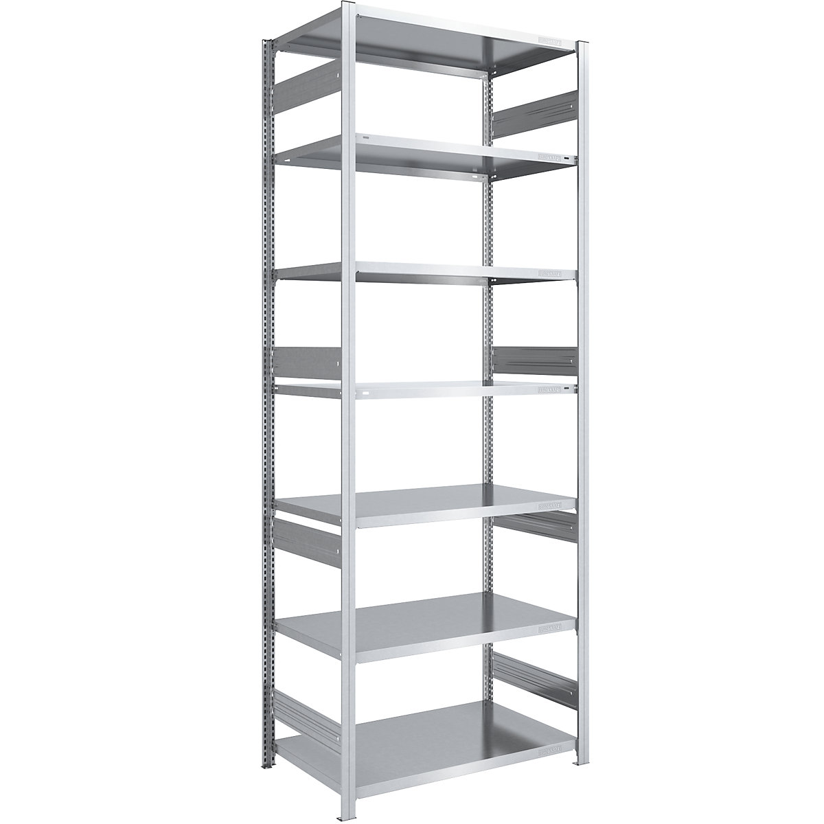 Heavy duty boltless shelving unit – eurokraft pro, double-sided, HxWxD 3000 x 1000 x 800 mm, zinc plated, standard shelf unit-88