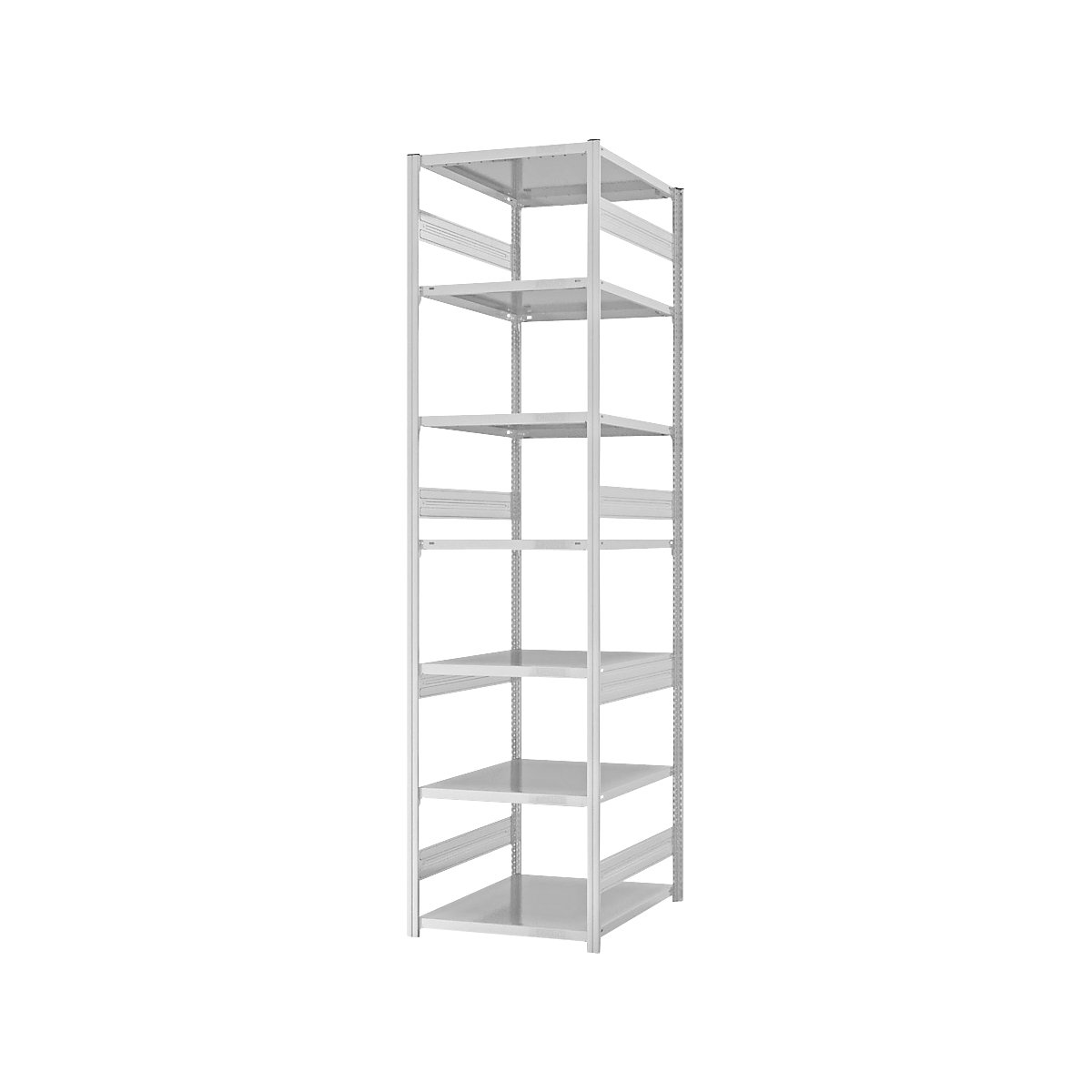 Heavy duty boltless shelving unit – eurokraft pro, double-sided, HxWxD 3000 x 750 x 800 mm, grey, standard shelf unit-173
