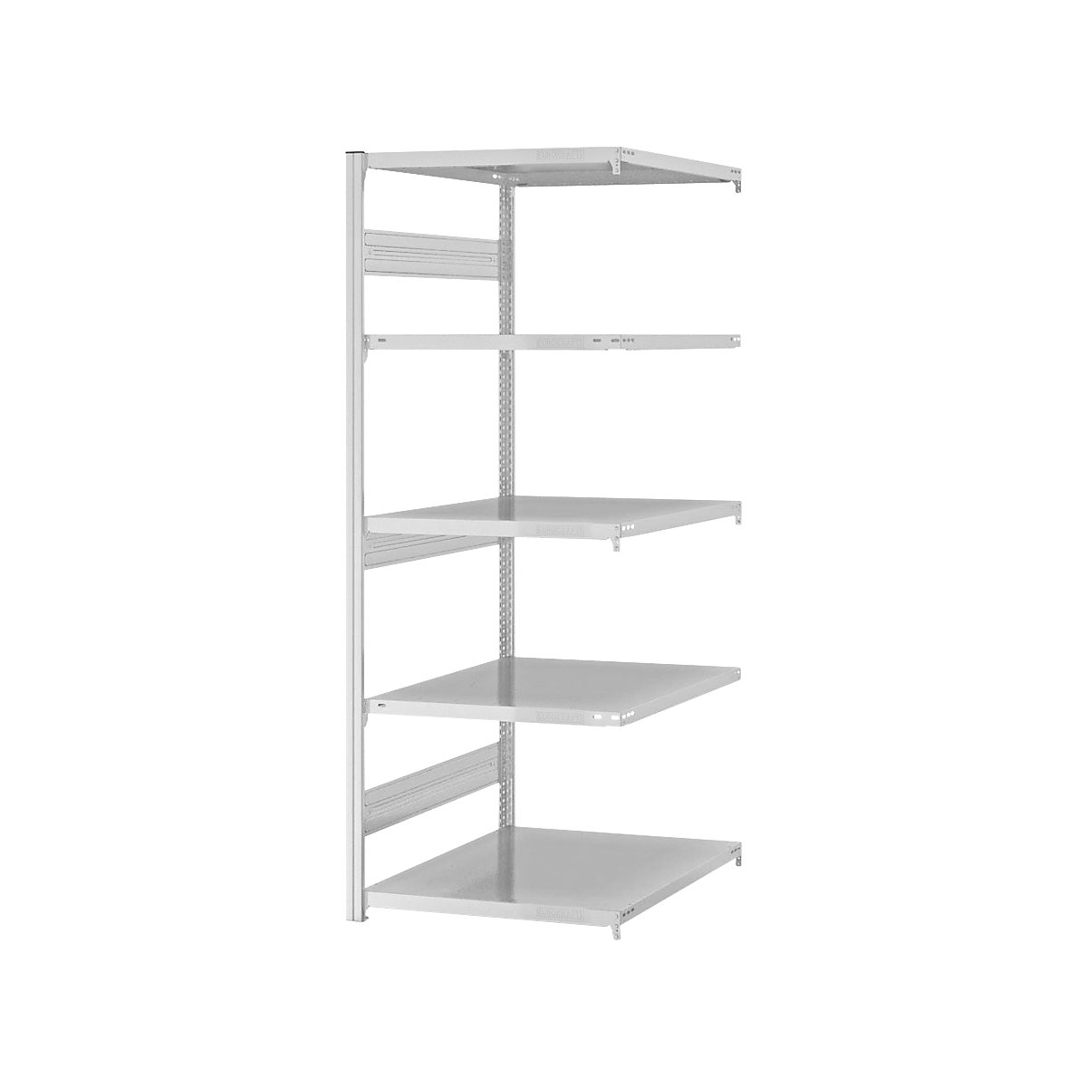 Heavy duty boltless shelving unit – eurokraft pro, double-sided, HxWxD 2000 x 750 x 800 mm, grey, extension shelf unit-62