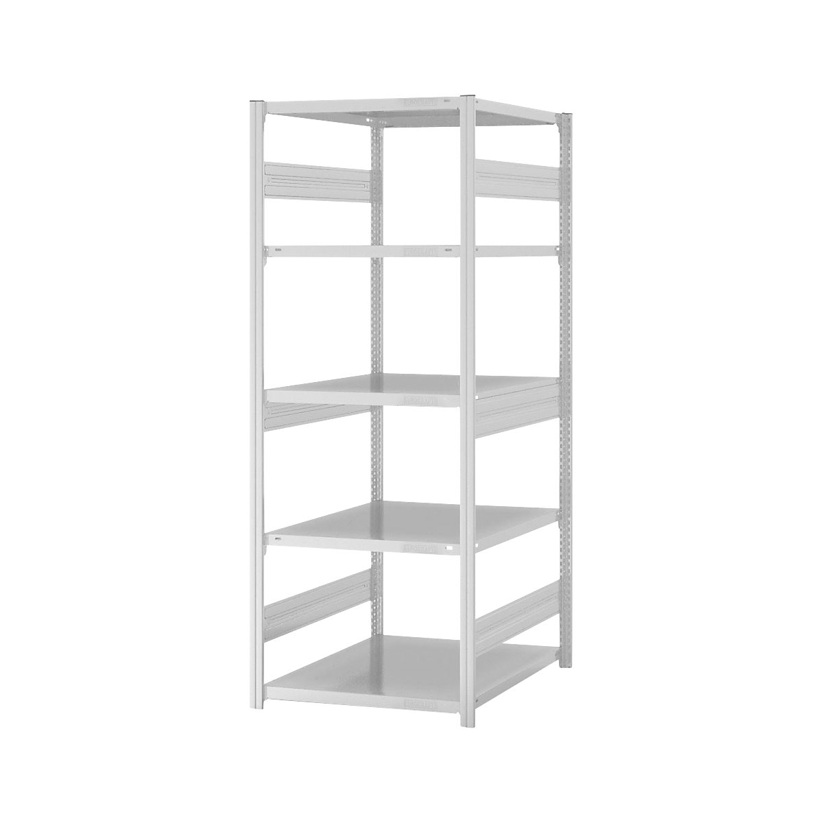 Heavy duty boltless shelving unit – eurokraft pro, double-sided, HxWxD 2000 x 750 x 800 mm, grey, standard shelf unit-112