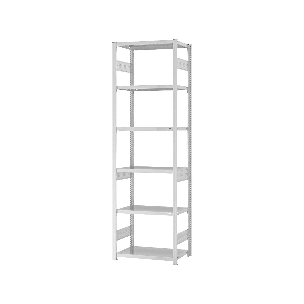 Heavy duty boltless shelving unit – eurokraft pro, double-sided, HxWxD 2500 x 750 x 400 mm, grey, standard shelf unit-56