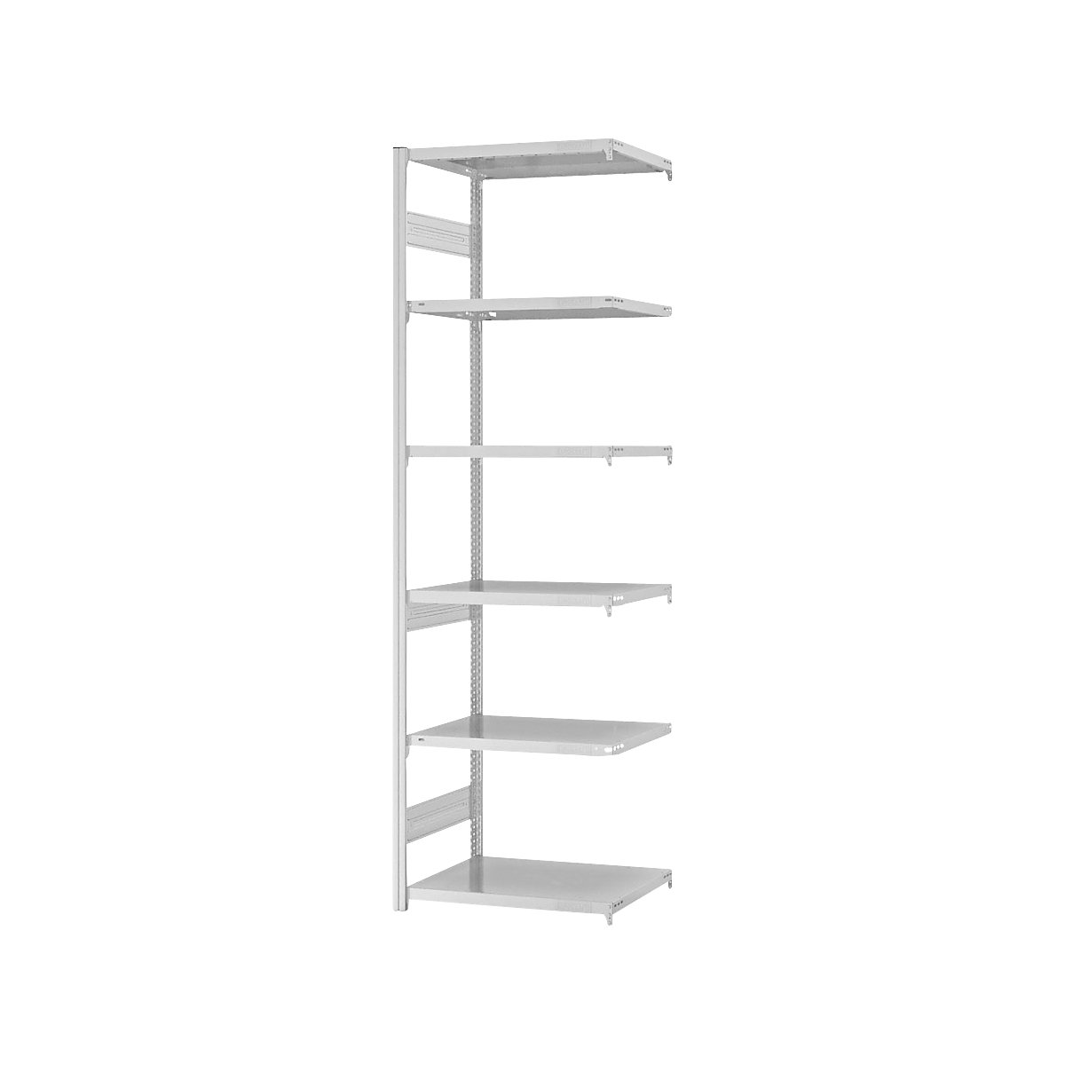 Heavy duty boltless shelving unit – eurokraft pro, double-sided, HxWxD 2500 x 750 x 500 mm, grey, extension shelf unit-116