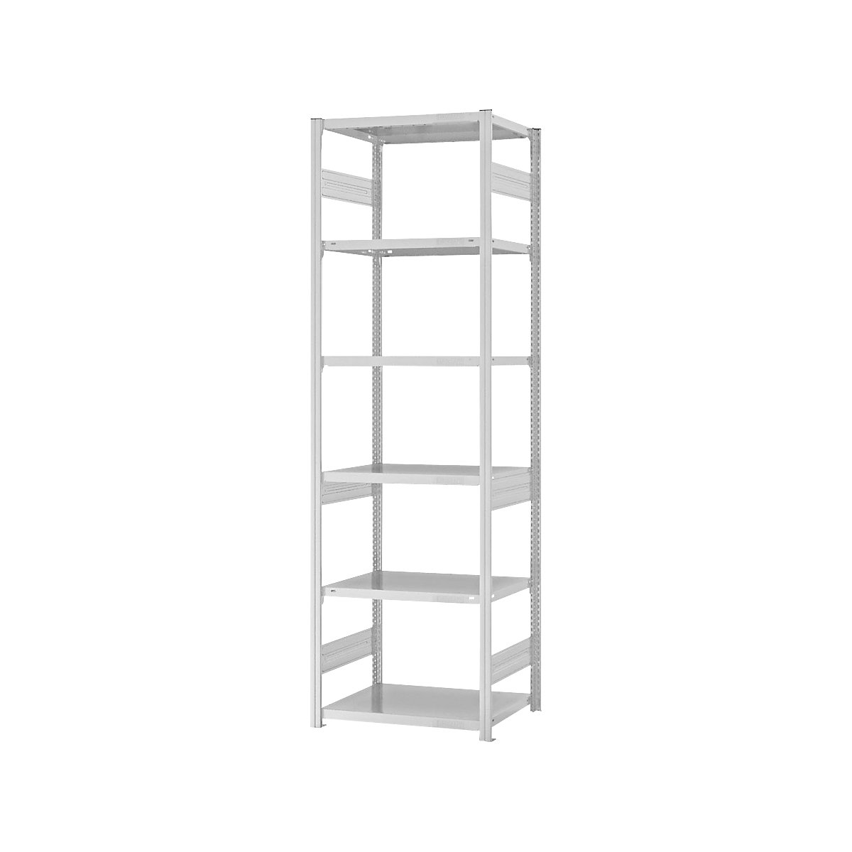 Heavy duty boltless shelving unit – eurokraft pro, double-sided, HxWxD 2500 x 750 x 500 mm, grey, standard shelf unit-22