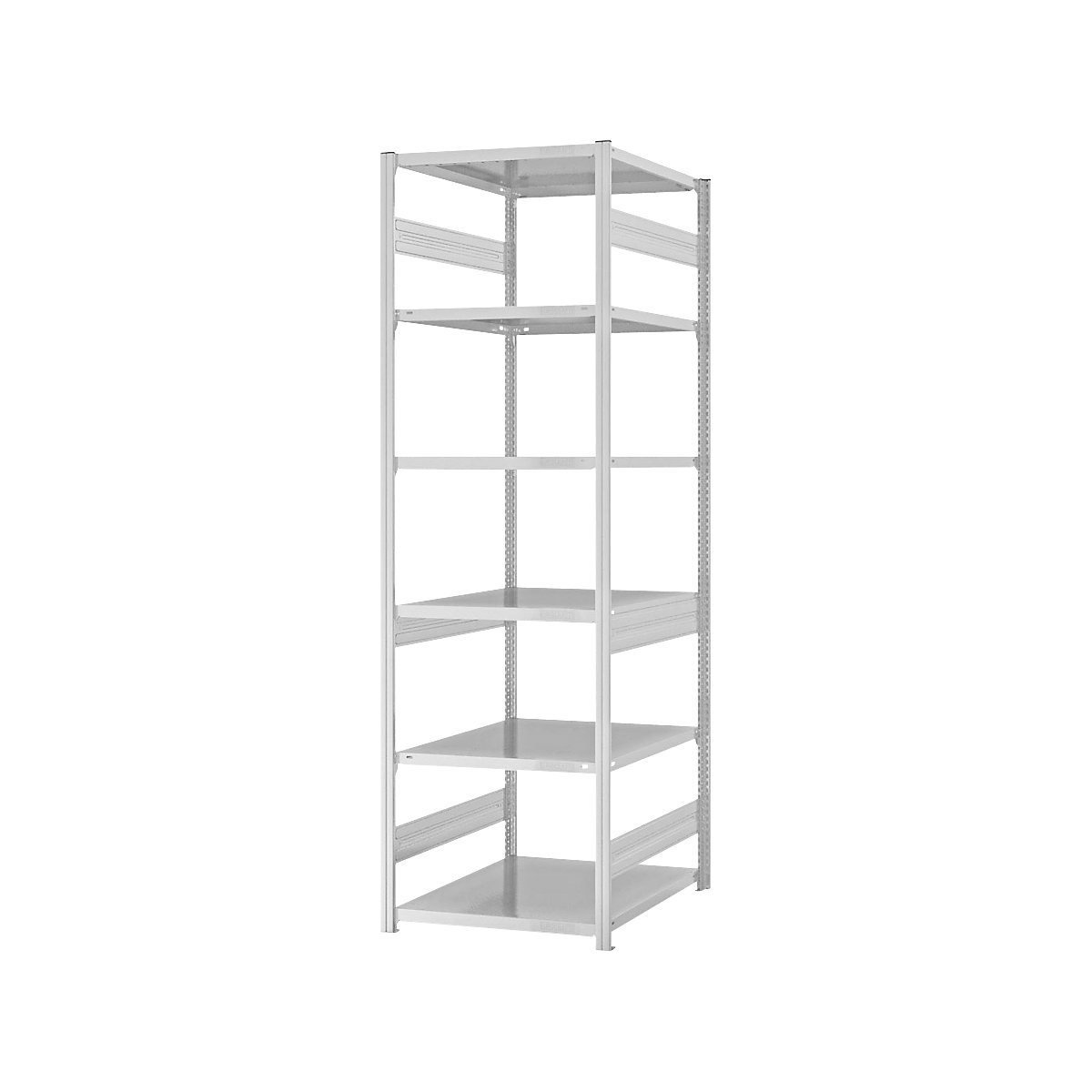Heavy duty boltless shelving unit – eurokraft pro, double-sided, HxWxD 2500 x 750 x 800 mm, grey, standard shelf unit-30
