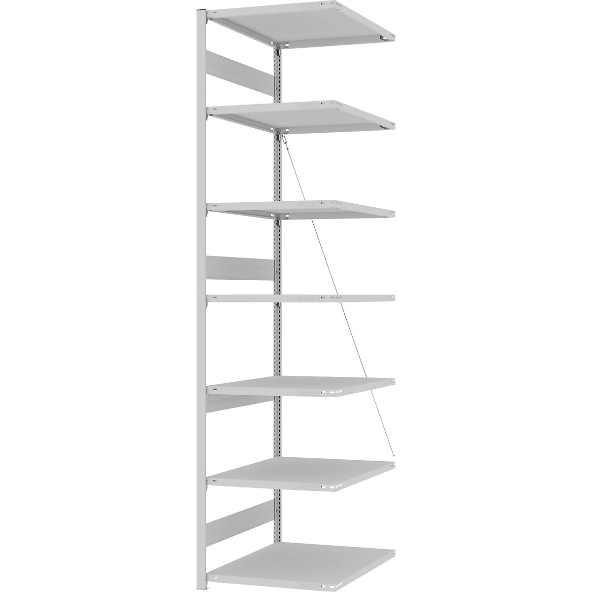 Heavy duty boltless shelving unit – eurokraft pro, single-sided, HxWxD 3000 x 750 x 800 mm, grey, extension shelf unit-34