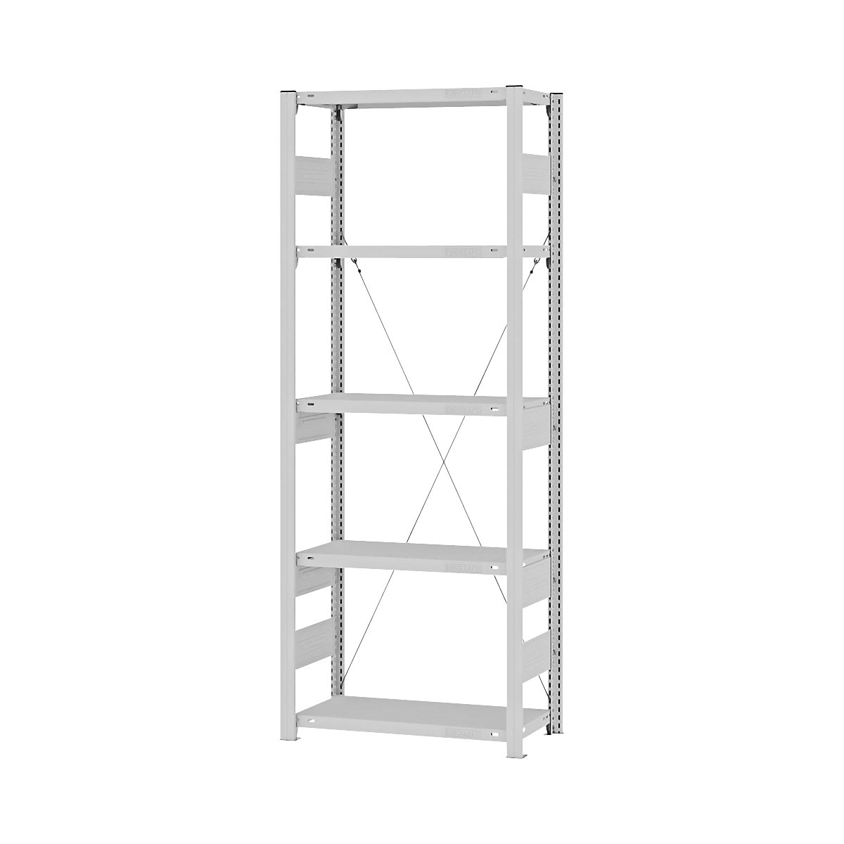 Heavy duty boltless shelving unit – eurokraft pro, single-sided, HxWxD 2000 x 750 x 300 mm, grey, standard shelf unit-149