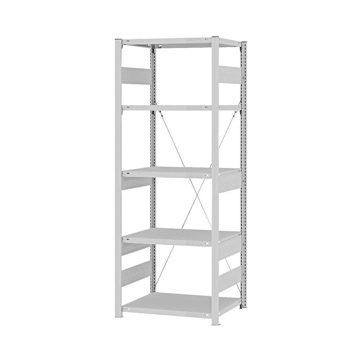 Heavy duty boltless shelving unit – eurokraft pro, single-sided, HxWxD 2000 x 750 x 500 mm, grey, standard shelf unit-77