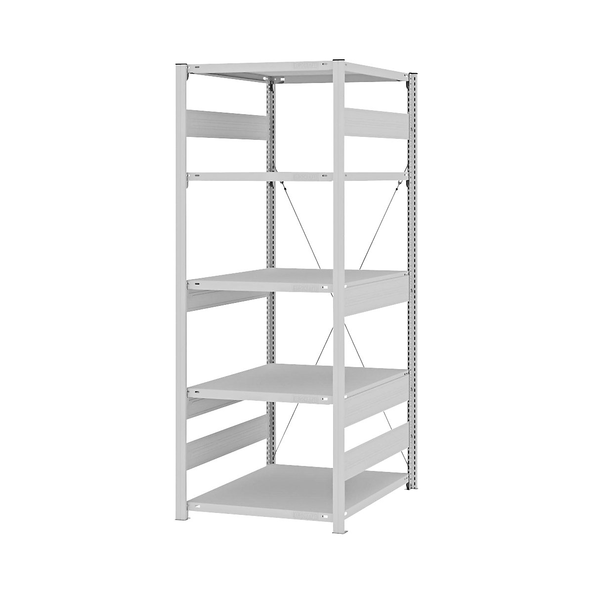 Heavy duty boltless shelving unit – eurokraft pro, single-sided, HxWxD 2000 x 750 x 800 mm, grey, standard shelf unit-89