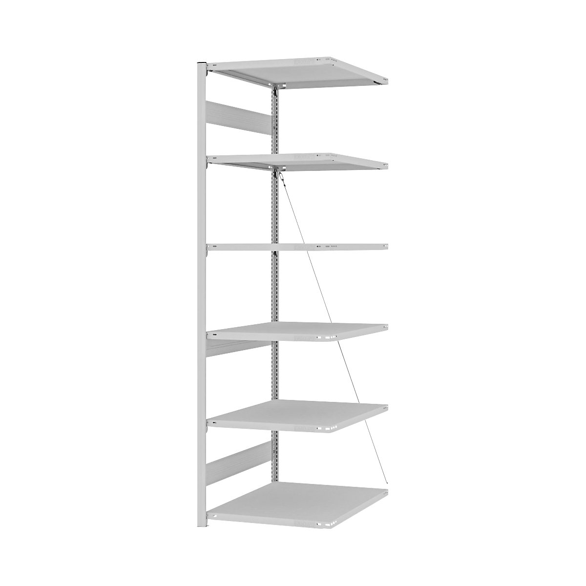 Heavy duty boltless shelving unit – eurokraft pro, single-sided, HxWxD 2500 x 750 x 800 mm, grey, extension shelf unit-99