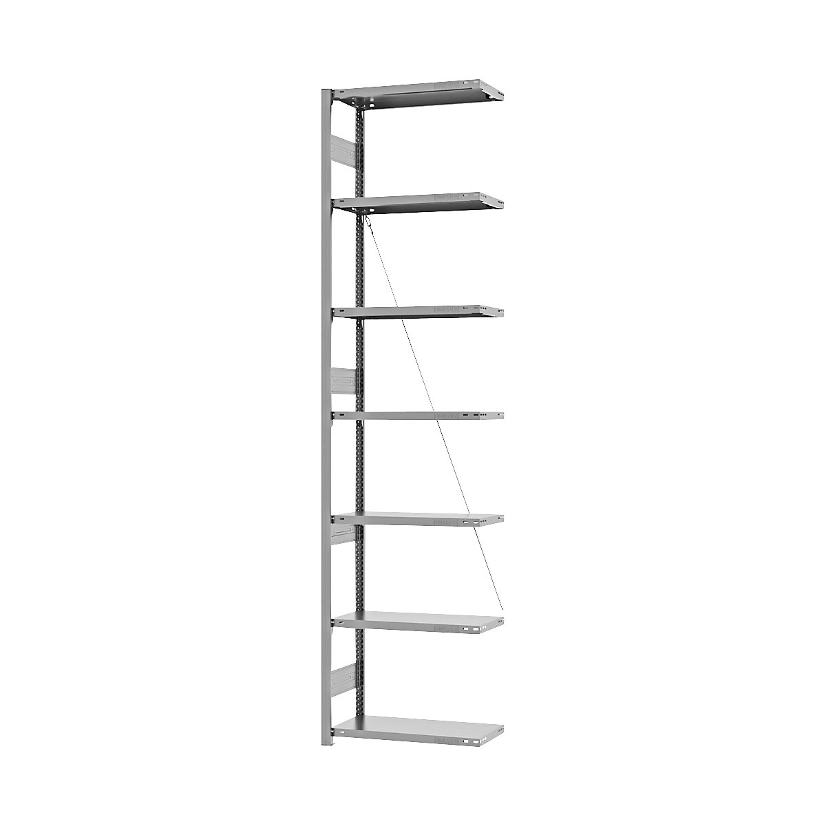 Heavy duty boltless shelving unit – eurokraft pro, single-sided, HxWxD 3000 x 750 x 300 mm, zinc plated, extension shelf unit-162