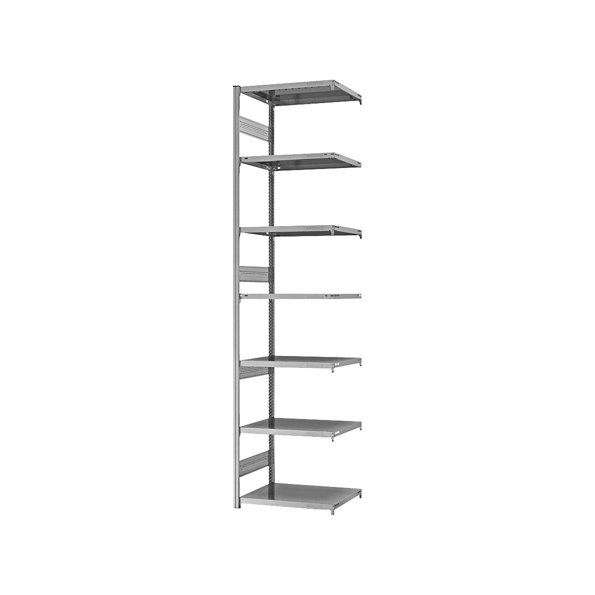 Heavy duty boltless shelving unit – eurokraft pro, double-sided, HxWxD 3000 x 750 x 500 mm, zinc plated, extension shelf unit-71