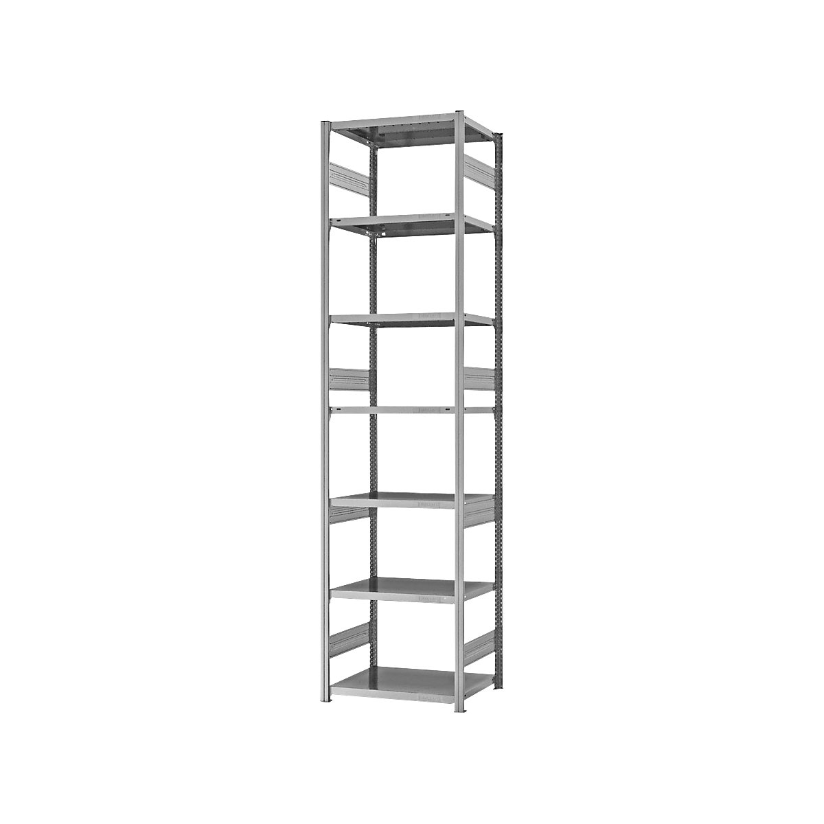 Heavy duty boltless shelving unit – eurokraft pro, double-sided, HxWxD 3000 x 750 x 500 mm, zinc plated, standard shelf unit-33