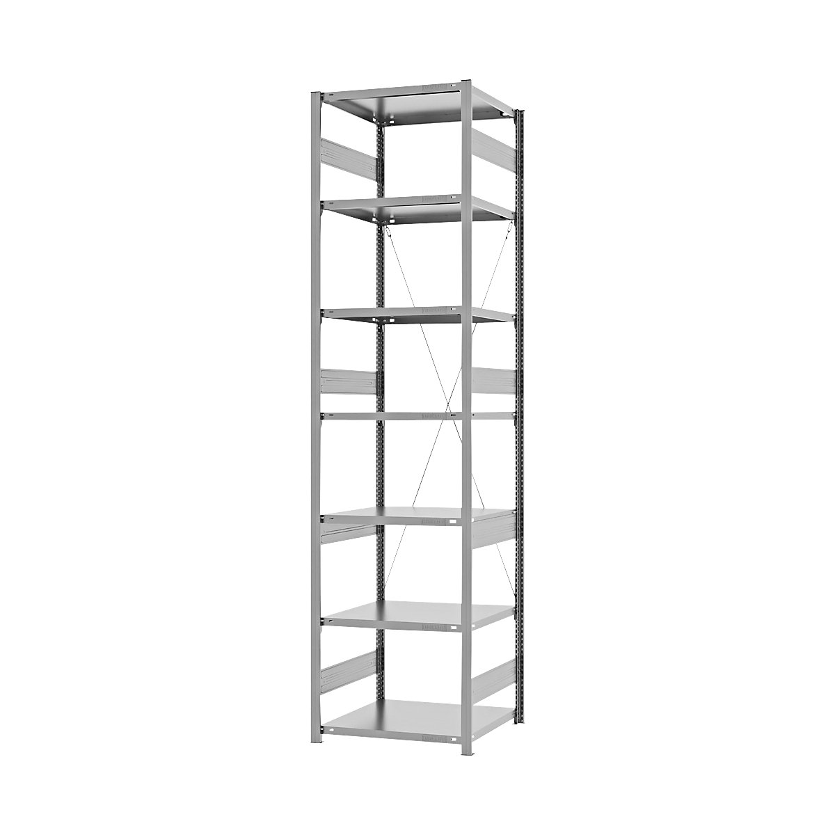 Heavy duty boltless shelving unit – eurokraft pro, single-sided, HxWxD 3000 x 750 x 600 mm, zinc plated, standard shelf unit-164