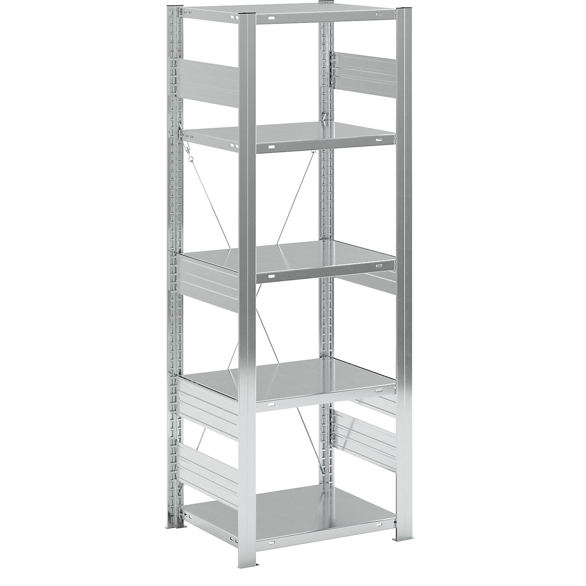 Heavy duty boltless shelving unit – eurokraft pro, single-sided, HxWxD 2000 x 750 x 600 mm, zinc plated, standard shelf unit-61