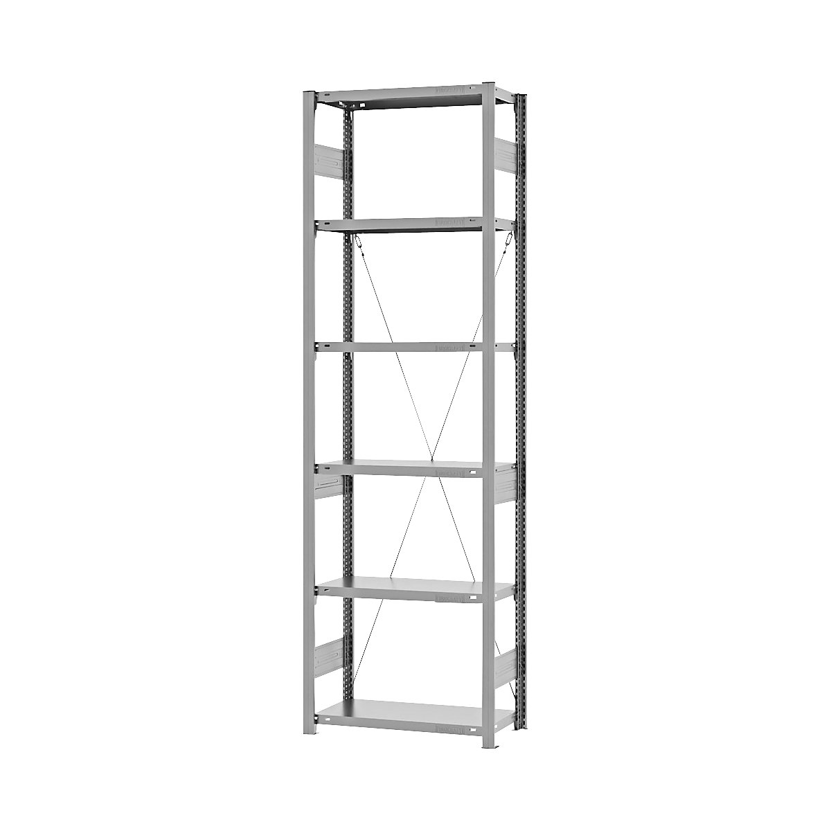 Heavy duty boltless shelving unit – eurokraft pro, single-sided, HxWxD 2500 x 750 x 300 mm, zinc plated, standard shelf unit-69