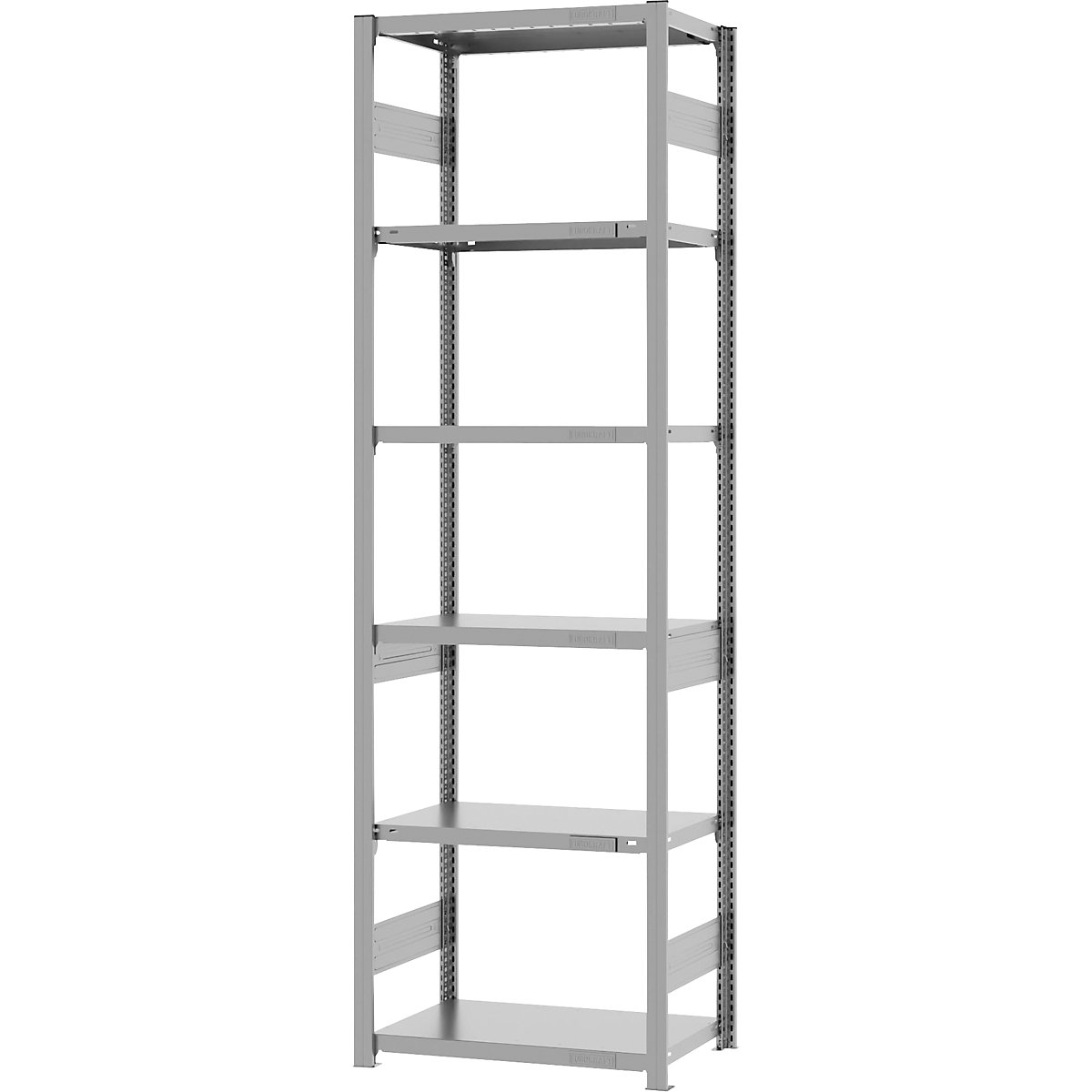 Heavy duty boltless shelving unit – eurokraft pro, double-sided, HxWxD 2500 x 750 x 400 mm, zinc plated, extension shelf unit-96
