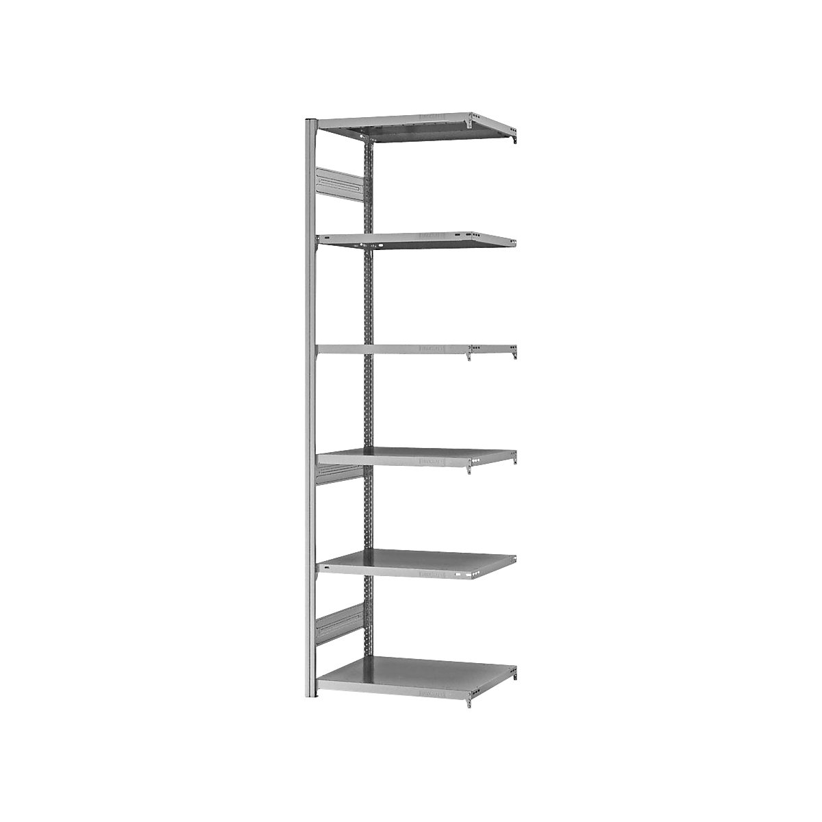 Heavy duty boltless shelving unit – eurokraft pro, double-sided, HxWxD 2500 x 750 x 500 mm, zinc plated, extension shelf unit-121