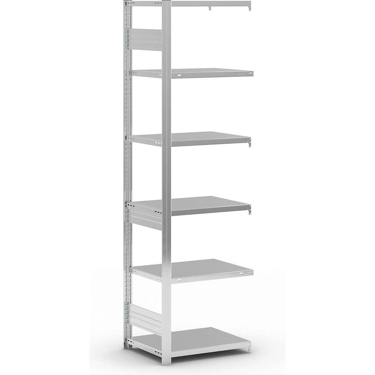 Heavy duty boltless shelving unit – eurokraft pro, double-sided, HxWxD 2500 x 750 x 600 mm, zinc plated, extension shelf unit-147