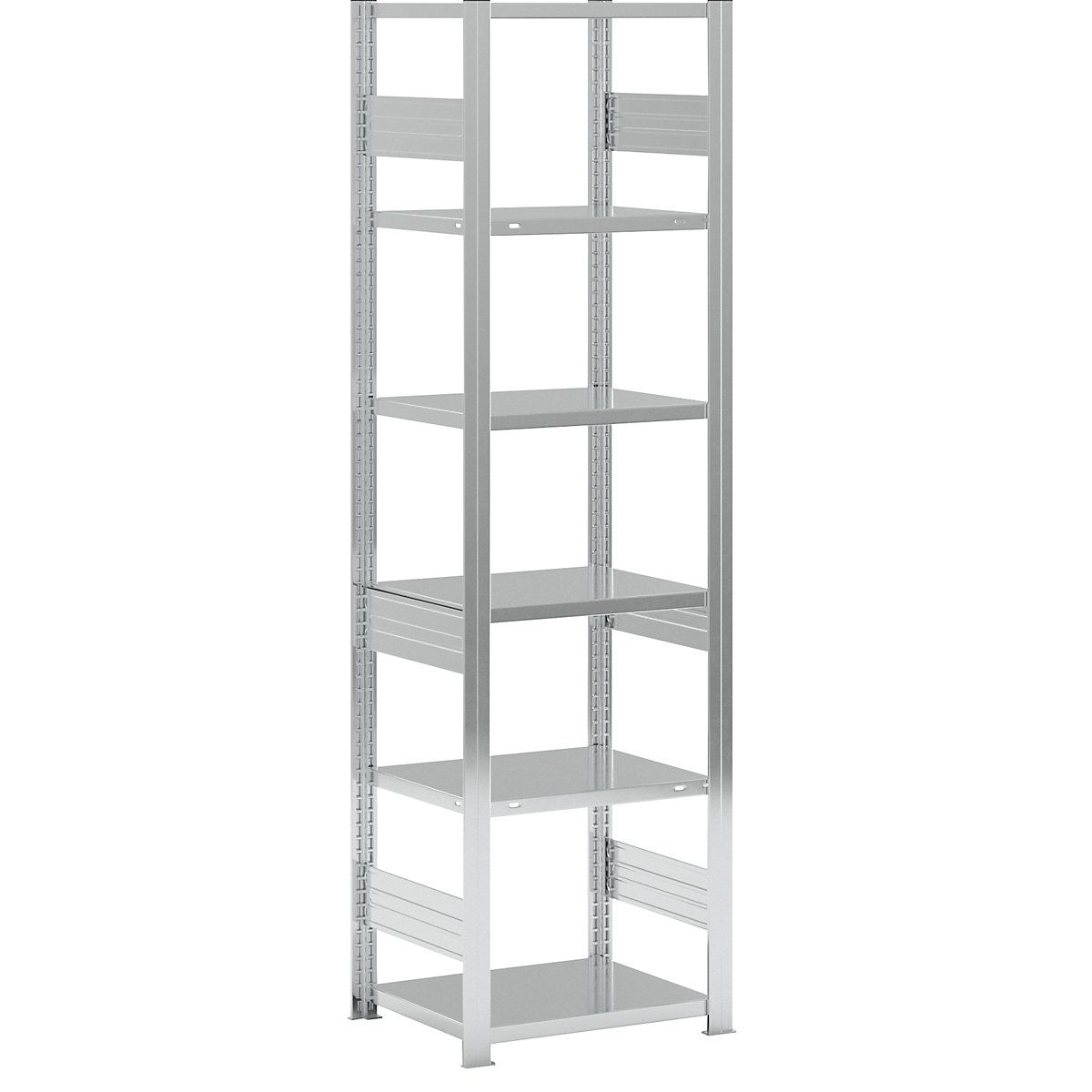 Heavy duty boltless shelving unit – eurokraft pro, double-sided, HxWxD 2500 x 750 x 600 mm, zinc plated, standard shelf unit-11