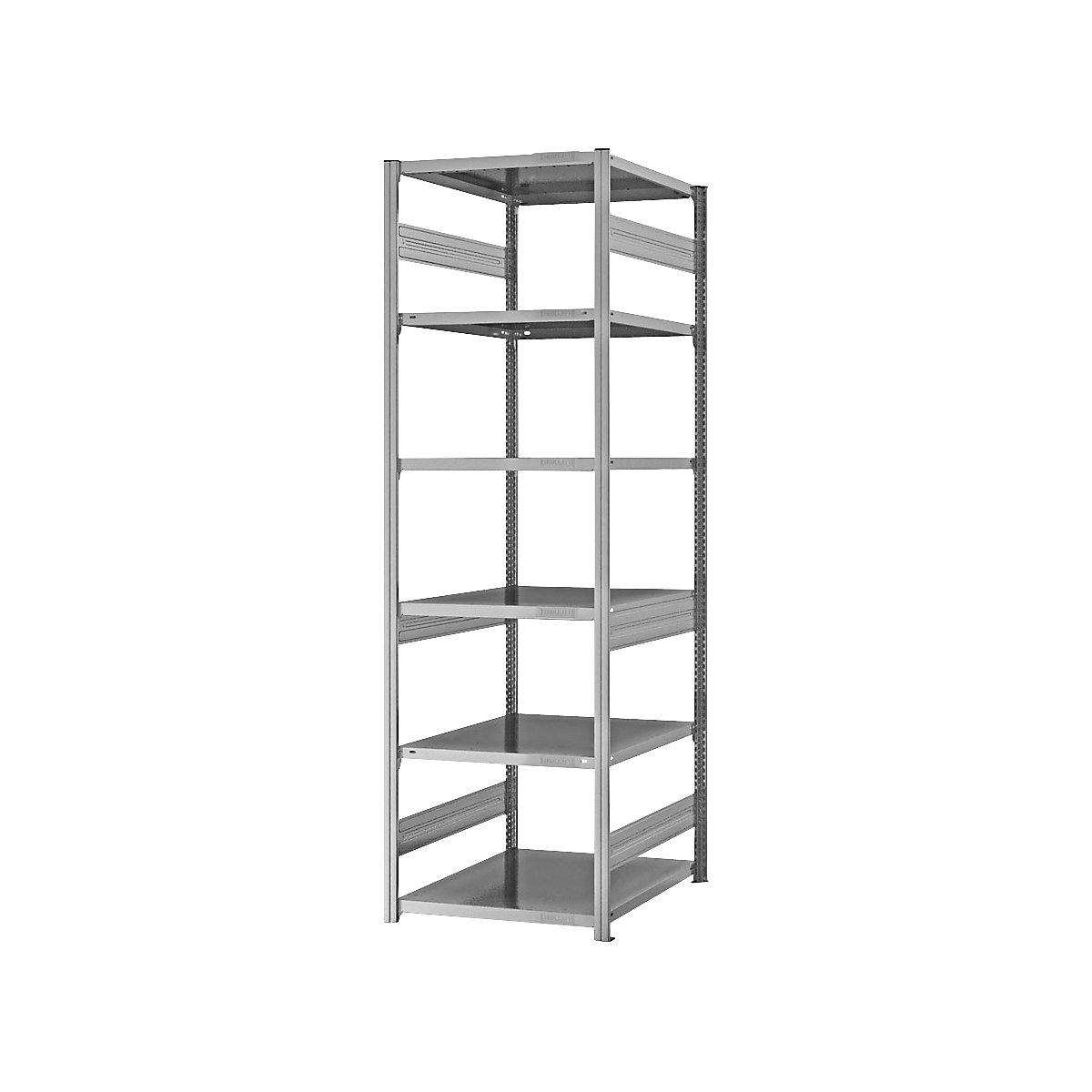 Heavy duty boltless shelving unit – eurokraft pro, double-sided, HxWxD 2500 x 750 x 800 mm, zinc plated, standard shelf unit-25