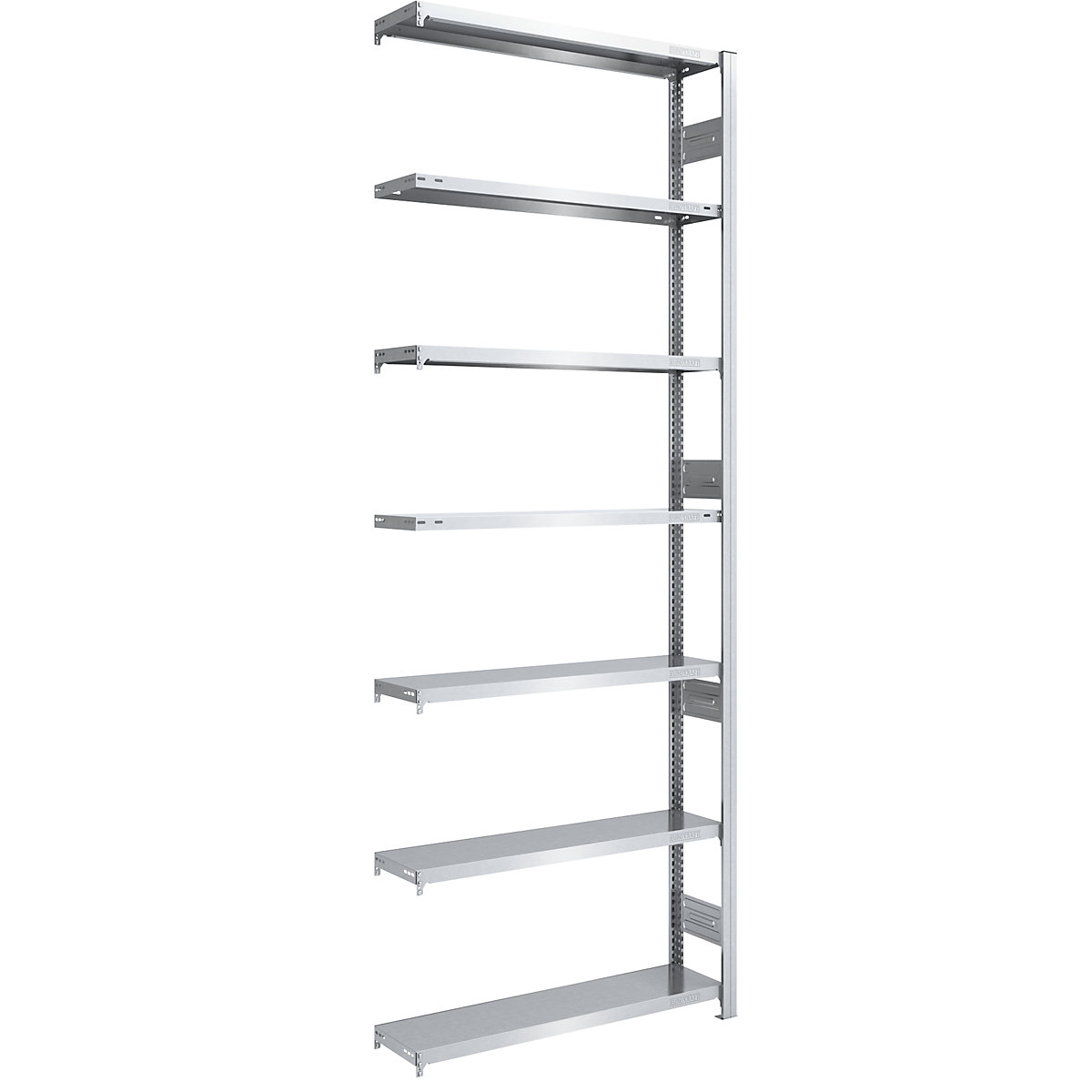 Heavy duty boltless shelving unit, zinc plated, double sided - hofe