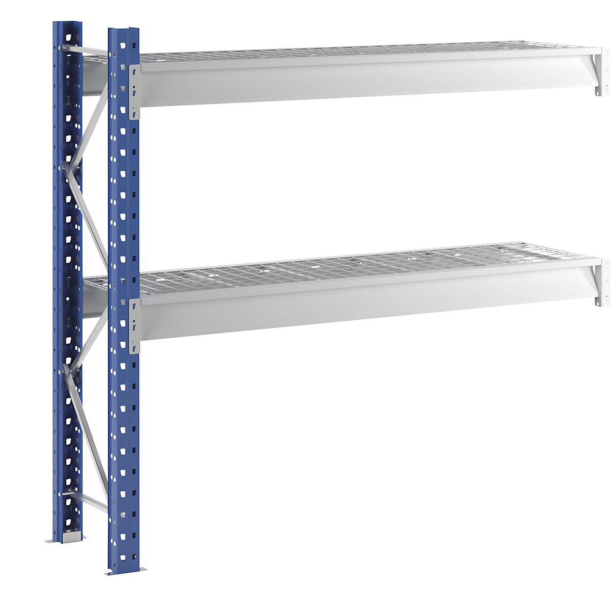 Heavy duty wide span shelving with mesh panel modules - Manorga