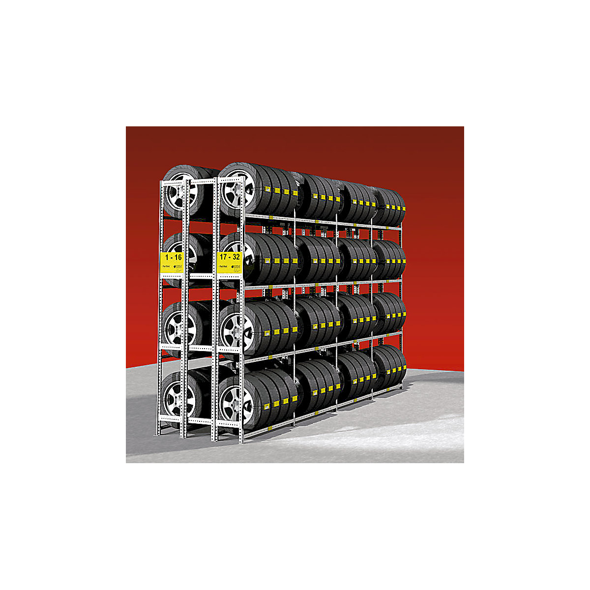 Tyre shelf unit, zinc plated