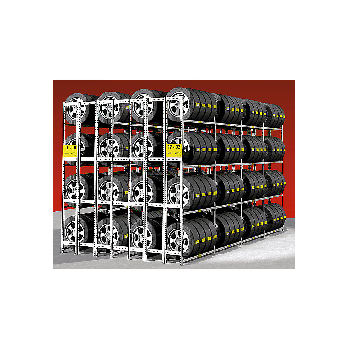 Tyre shelf unit, zinc plated