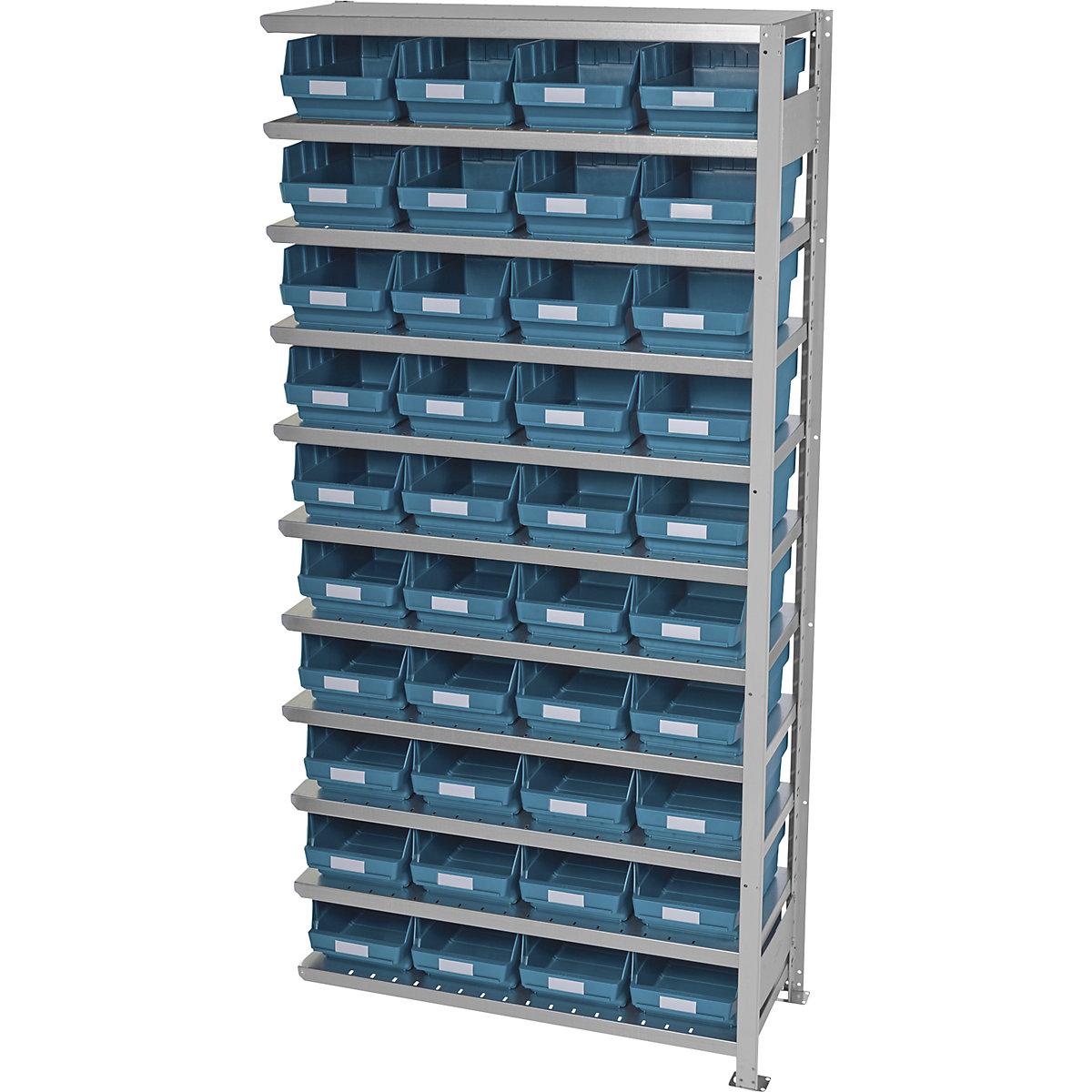 Boltless shelving unit with shelf bins – STEMO, shelf height 2100 mm, extension shelf unit, depth 400 mm, 40 green bins-15