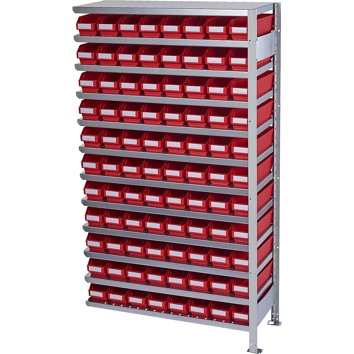 Boltless shelving unit with shelf bins – STEMO, shelf unit height 1790 mm, extension shelf unit, depth 400 mm, 88 red bins-15