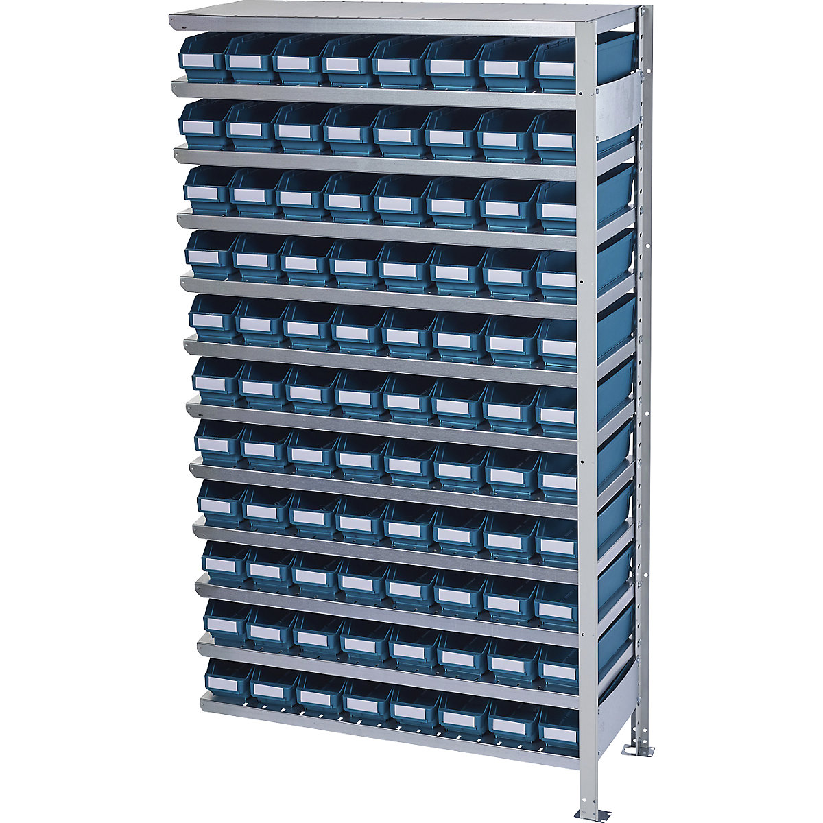 Boltless shelving unit with shelf bins – STEMO, shelf unit height 1790 mm, extension shelf unit, depth 400 mm, 88 green bins-26