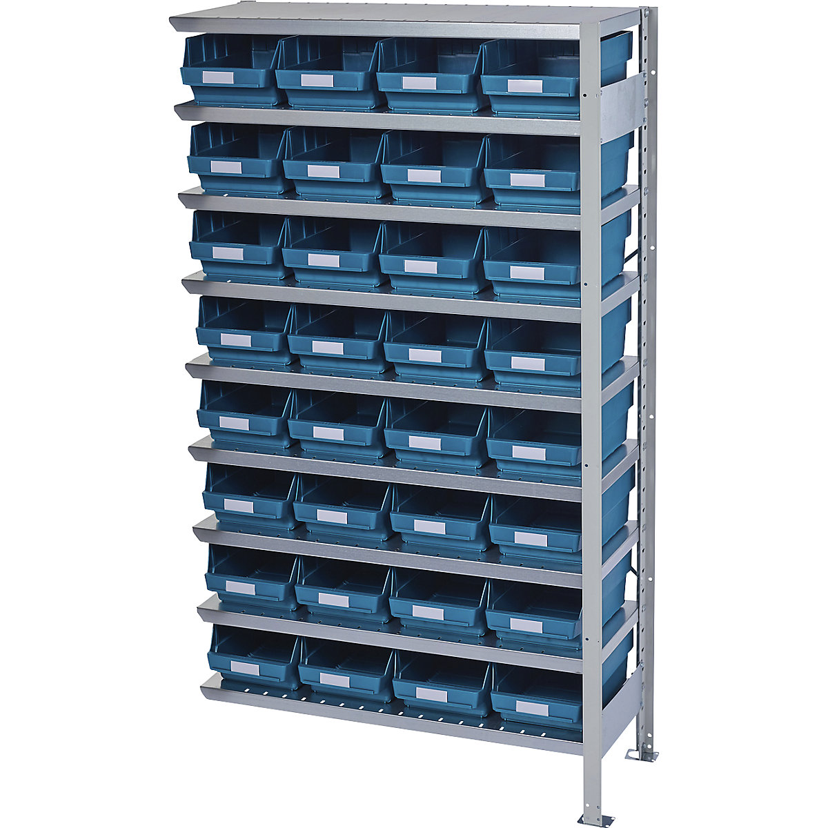 Boltless shelving unit with shelf bins – STEMO, shelf unit height 1790 mm, extension shelf unit, depth 400 mm, 32 green bins-27